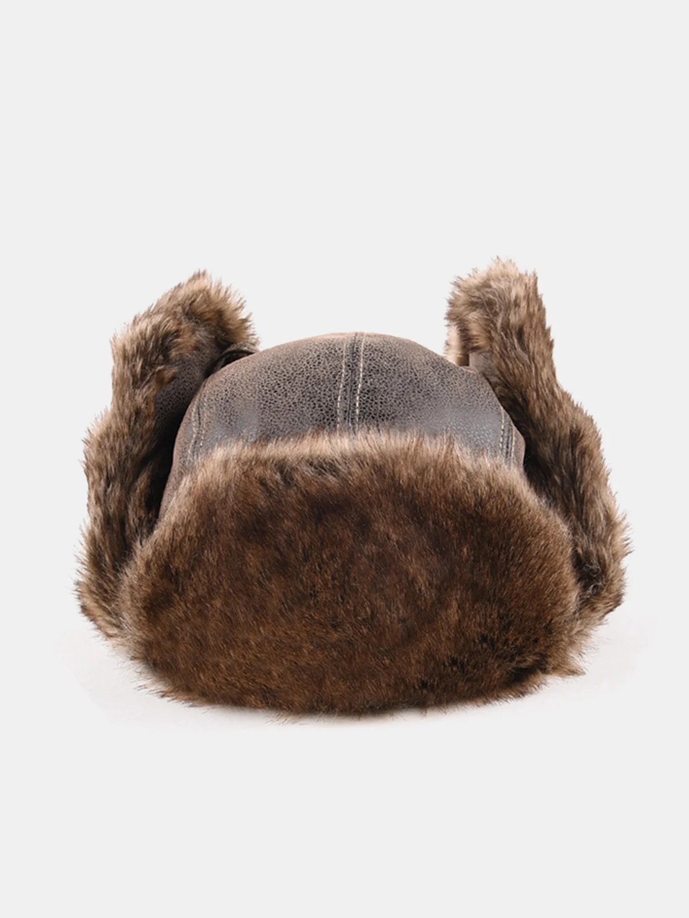 Faux Fur Leather Bomber Hat With Ear Flap - Image 7