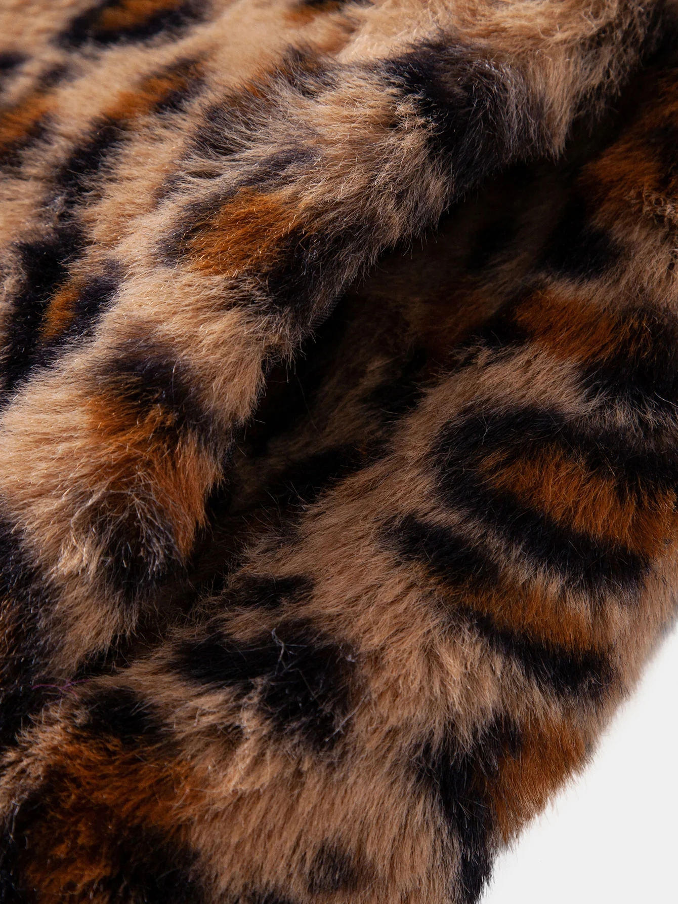 Faux Fur Leopard Notch Lapel Overcoat - Image 5