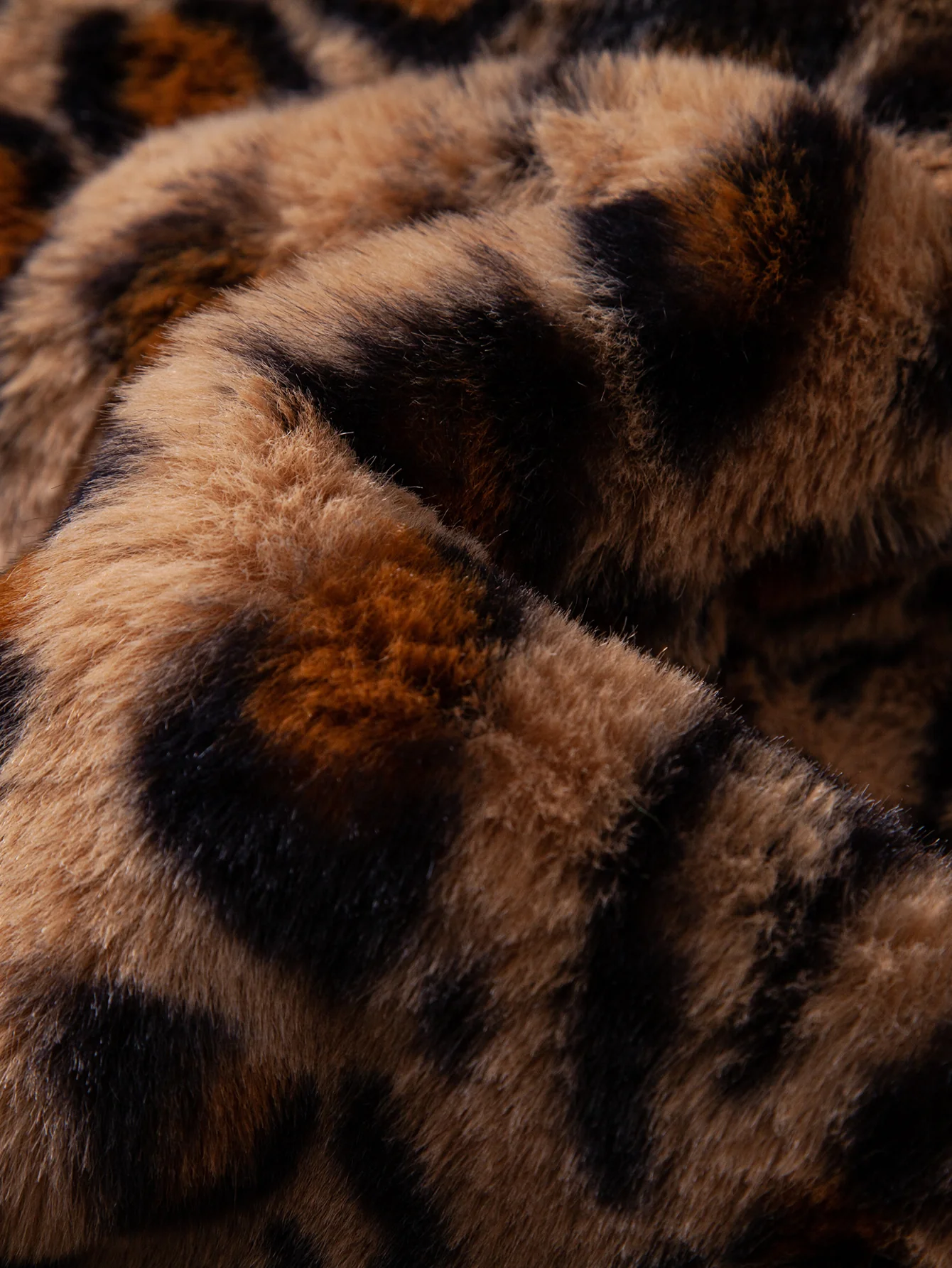 Faux Fur Leopard Notch Lapel Overcoat - Image 7