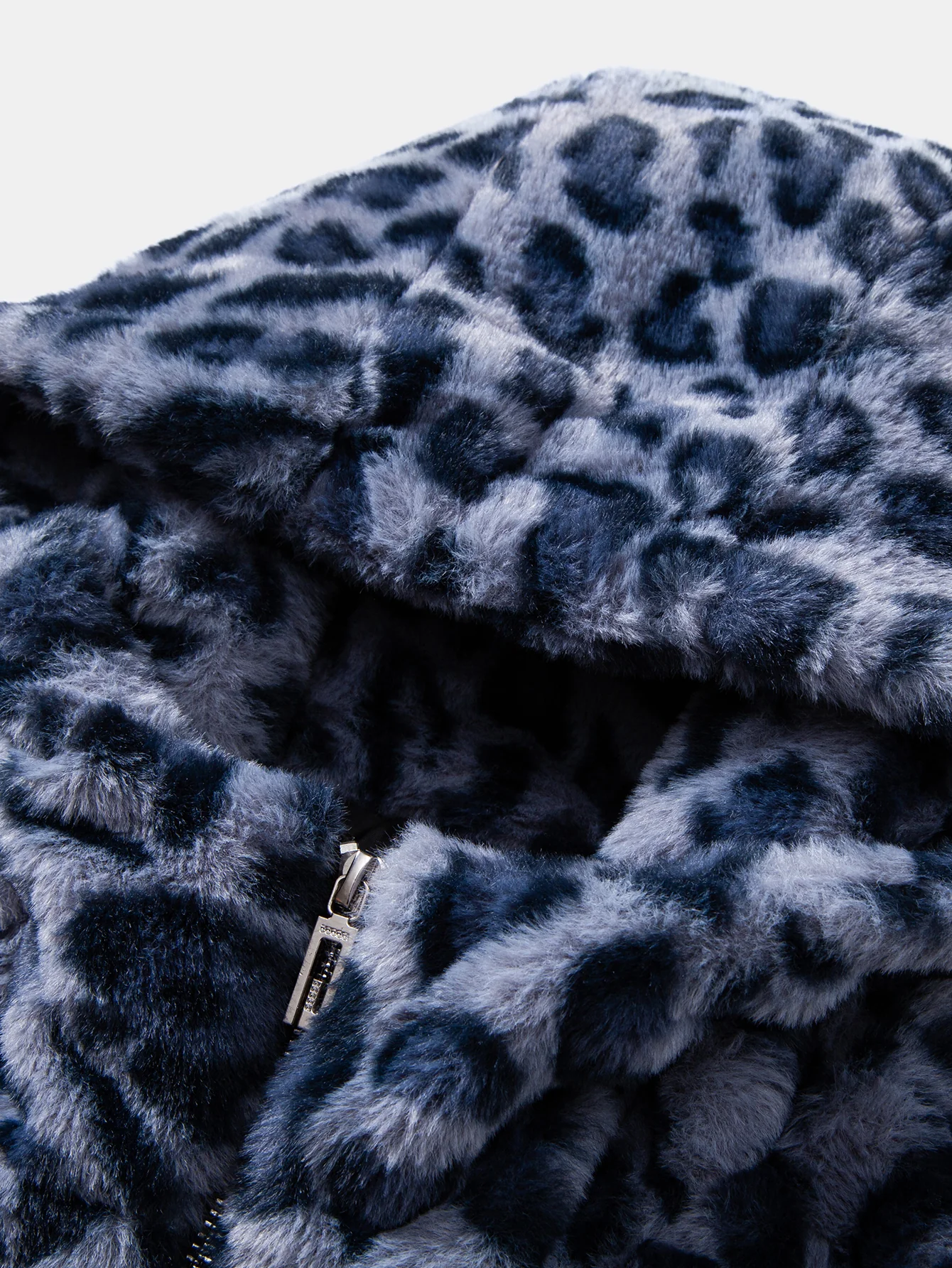 Faux Fur Leopard Zip Up Hooded Coat - Image 15