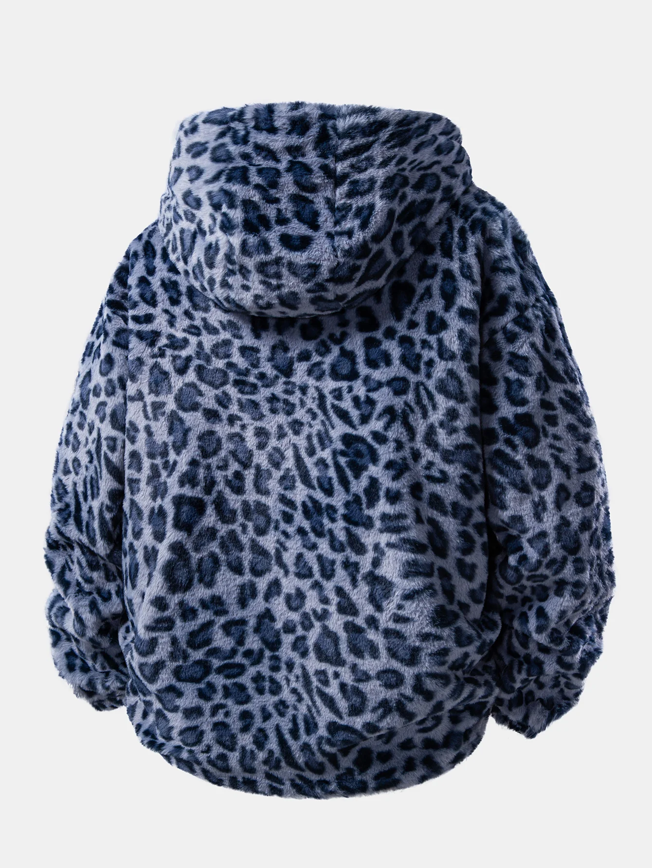 Faux Fur Leopard Zip Up Hooded Coat - Image 4