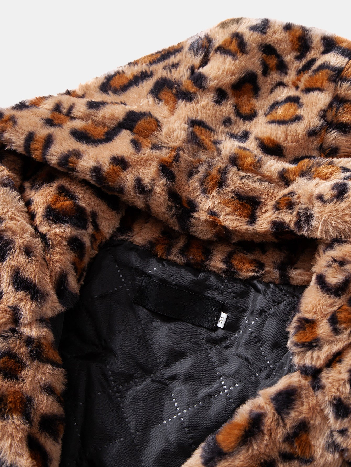 Faux Fur Leopard Zip Up Hooded Coat - Image 7