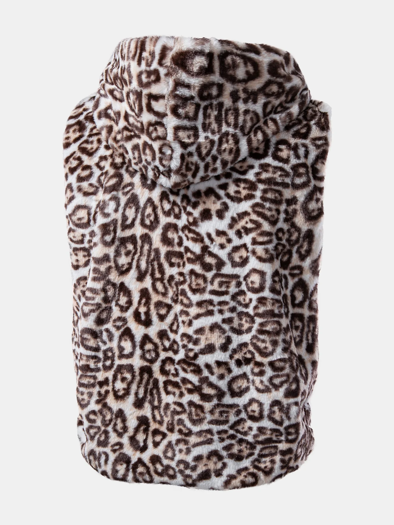 Faux Fur Leopard Zip Up Hooded Vest - Image 2