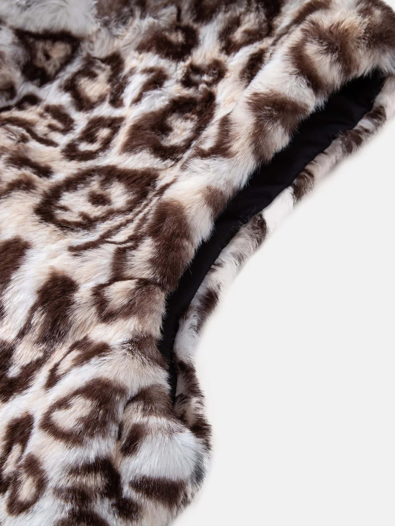 Faux Fur Leopard Zip Up Hooded Vest - Image 4