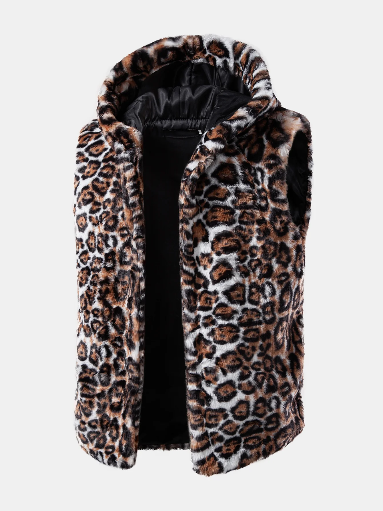 Faux Fur Leopard Hooded Vest