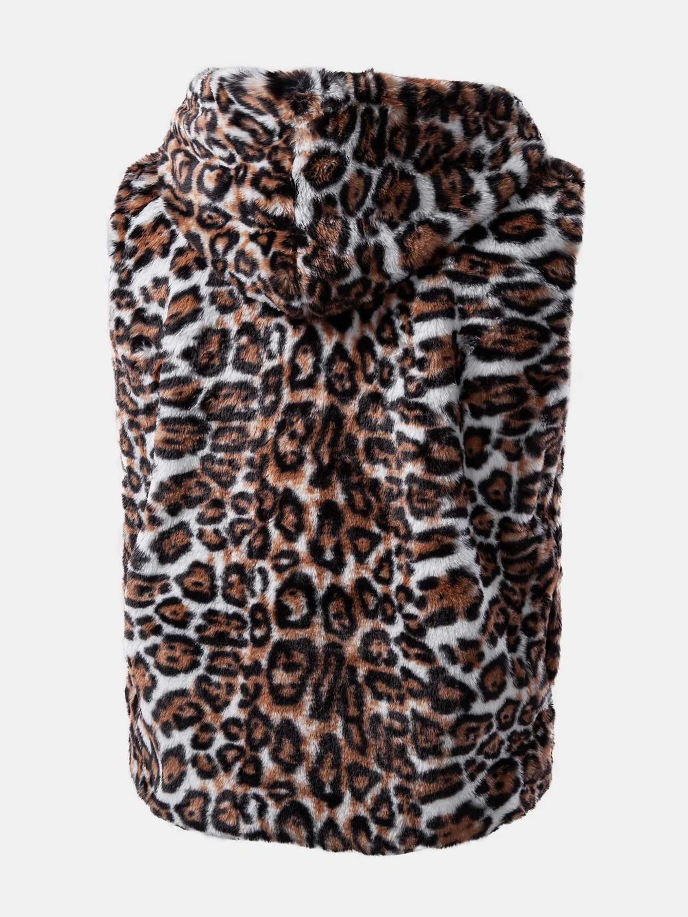 Faux Fur Leopard Hooded Vest - Image 2