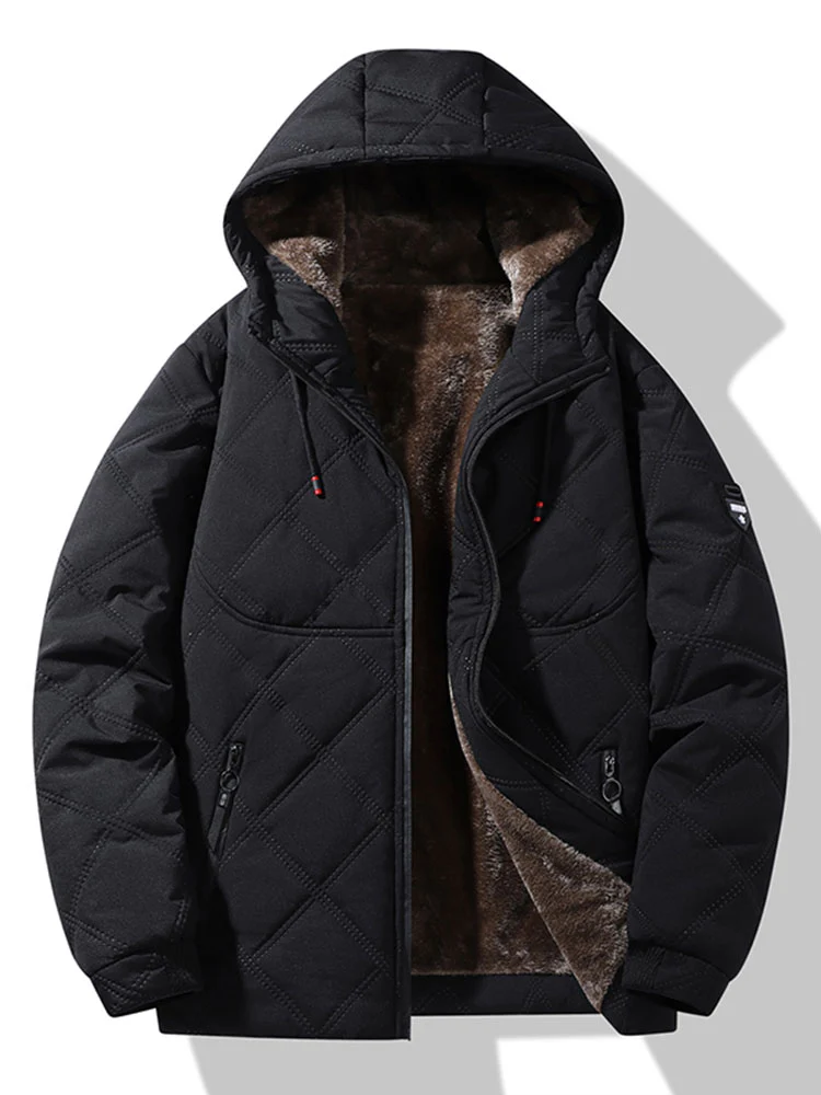 Wattierte Jacke mit Kapuze und Kunstpelzfutter - Image 3