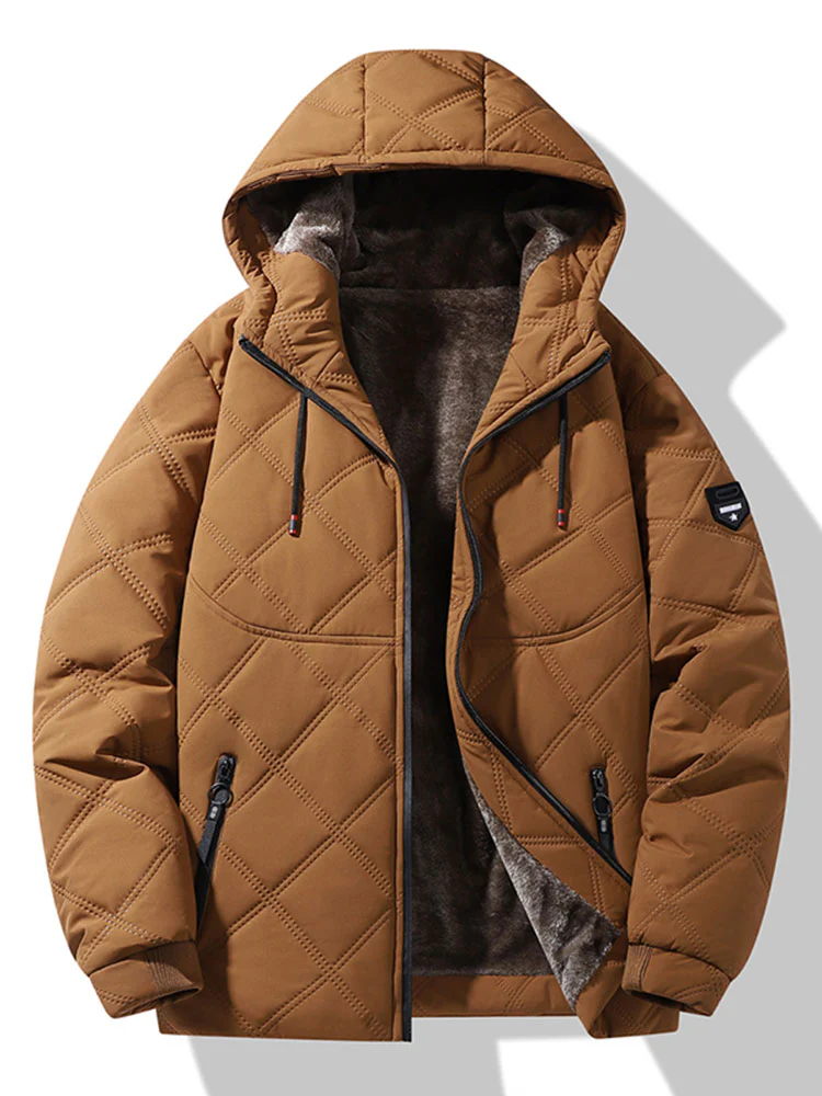 Wattierte Jacke mit Kapuze und Kunstpelzfutter - Image 9