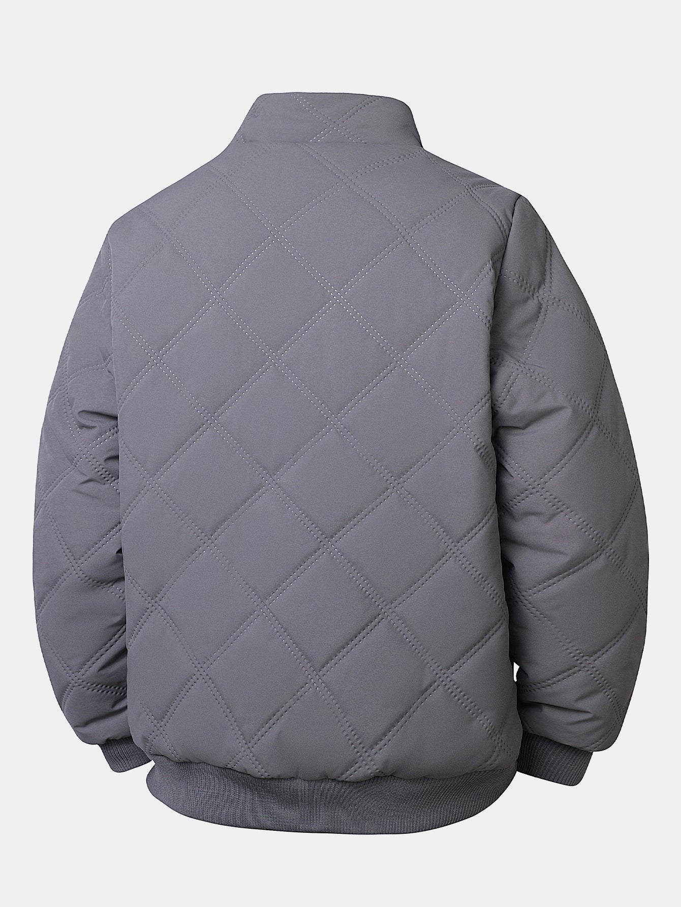 Faux Fur Lined Quilted Stand Collar Jacket - Image 10