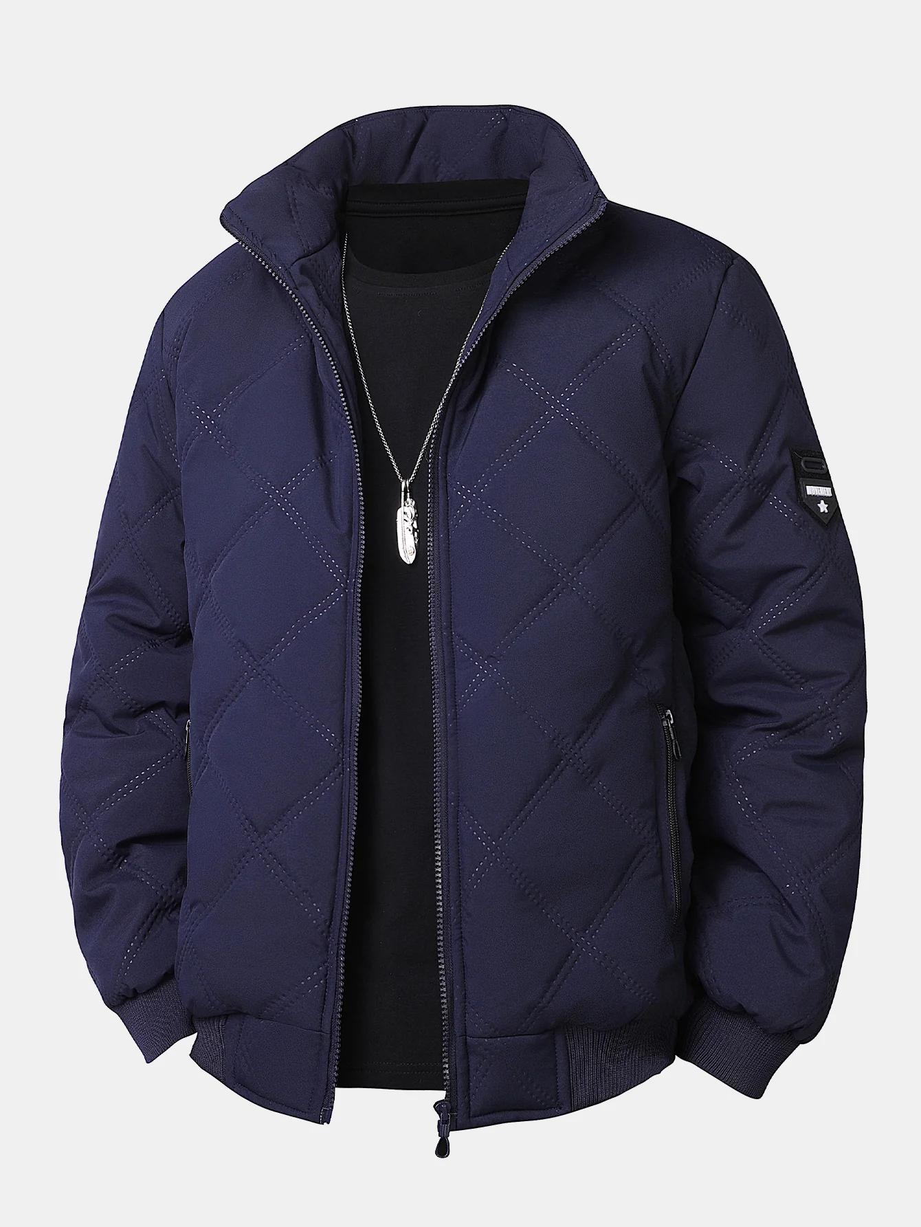 Faux Fur Lined Quilted Stand Collar Jacket - Image 11