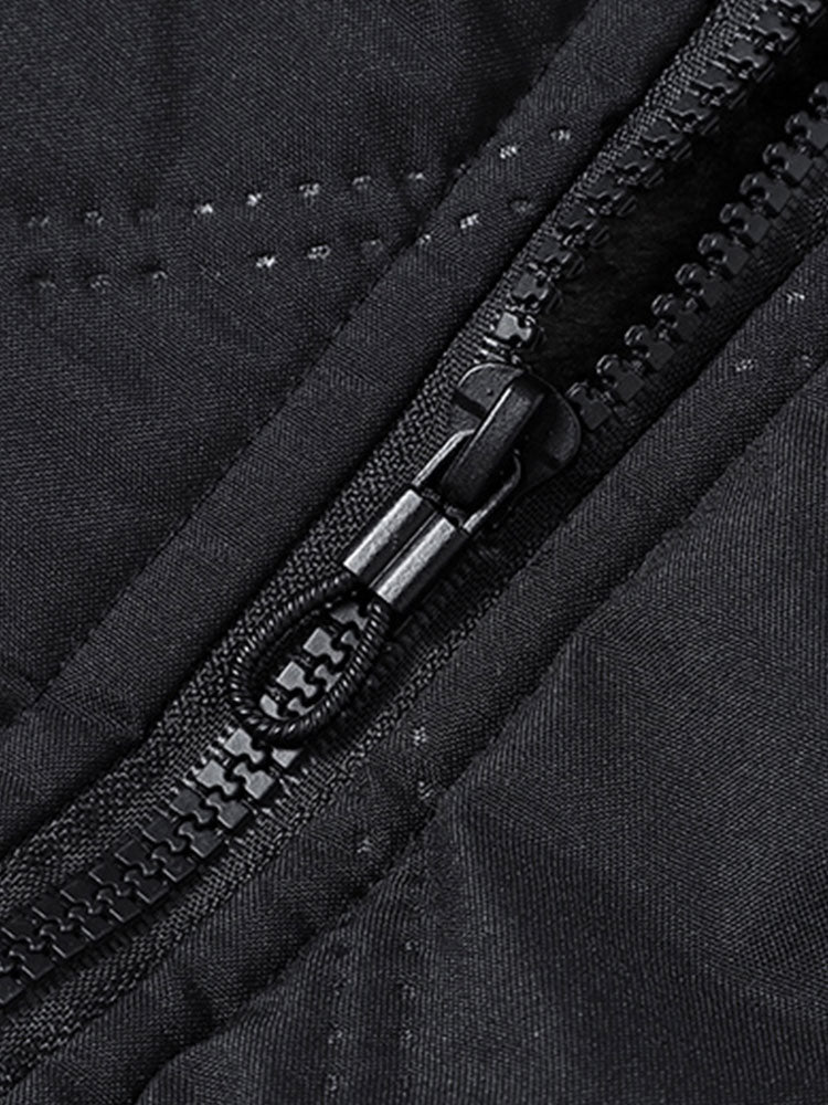 Faux Fur Lined Quilted Stand Collar Jacket - Image 15