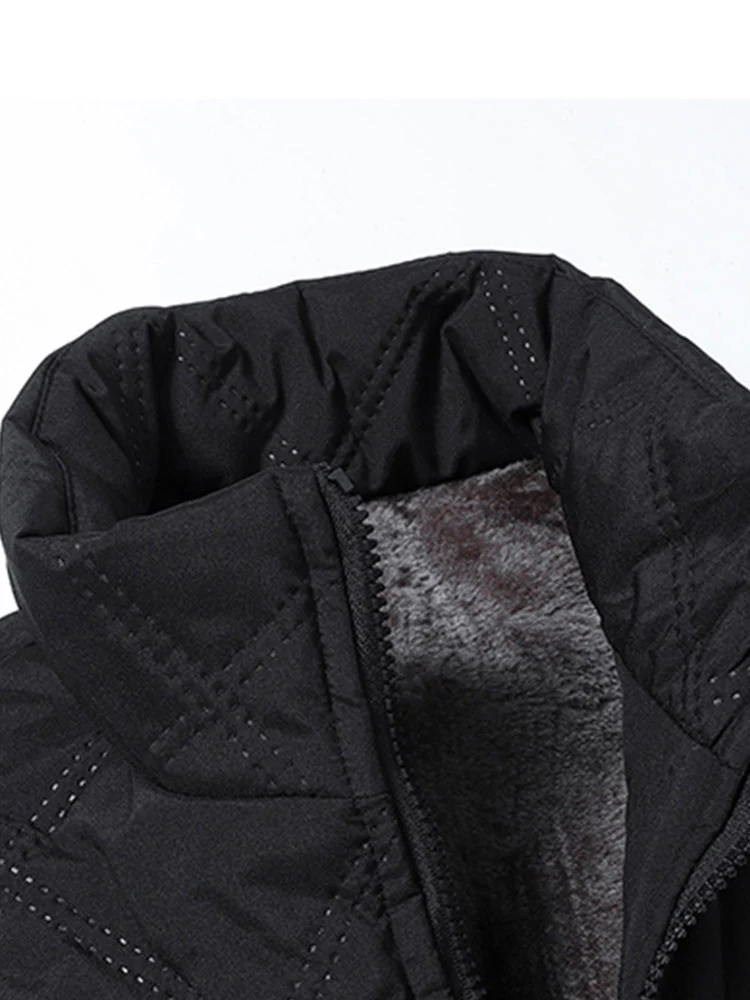 Faux Fur Lined Quilted Stand Collar Jacket - Image 18