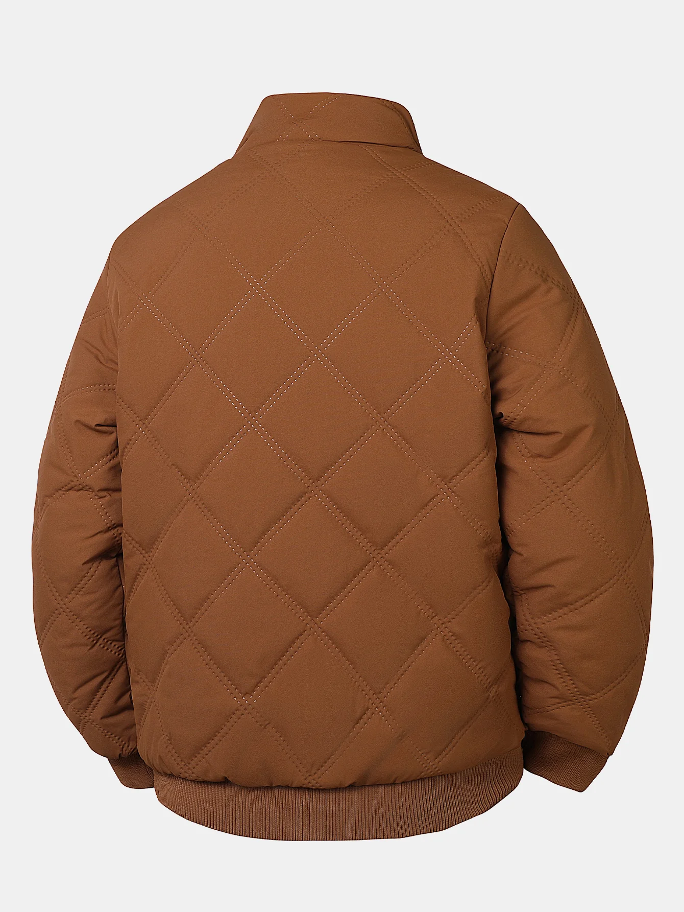 Faux Fur Lined Quilted Stand Collar Jacket - Image 2