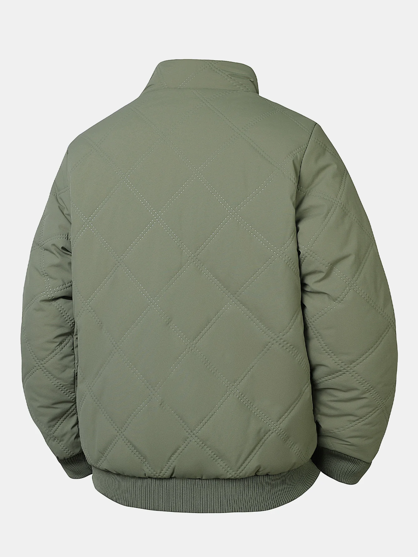 Faux Fur Lined Quilted Stand Collar Jacket - Image 6