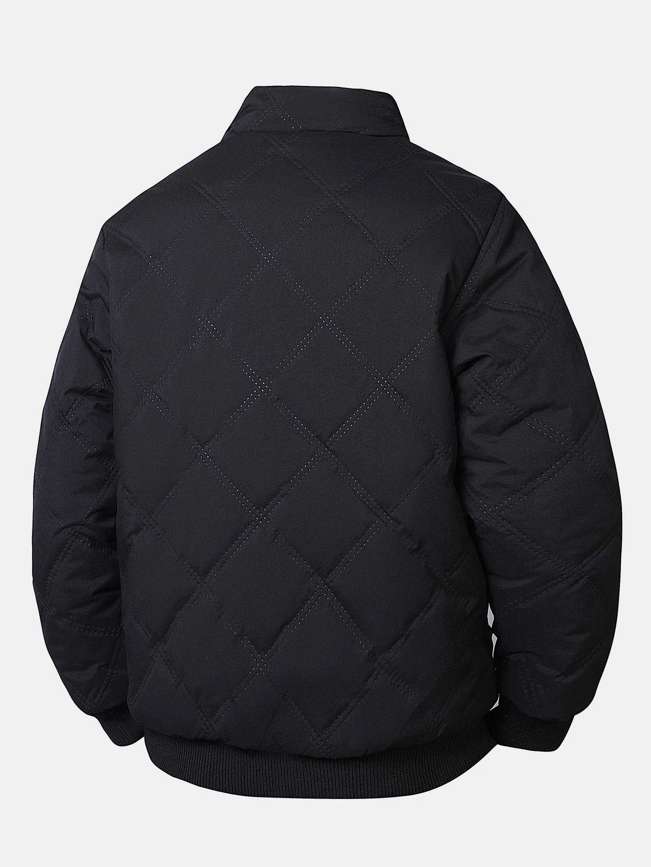 Faux Fur Lined Quilted Stand Collar Jacket - Image 8
