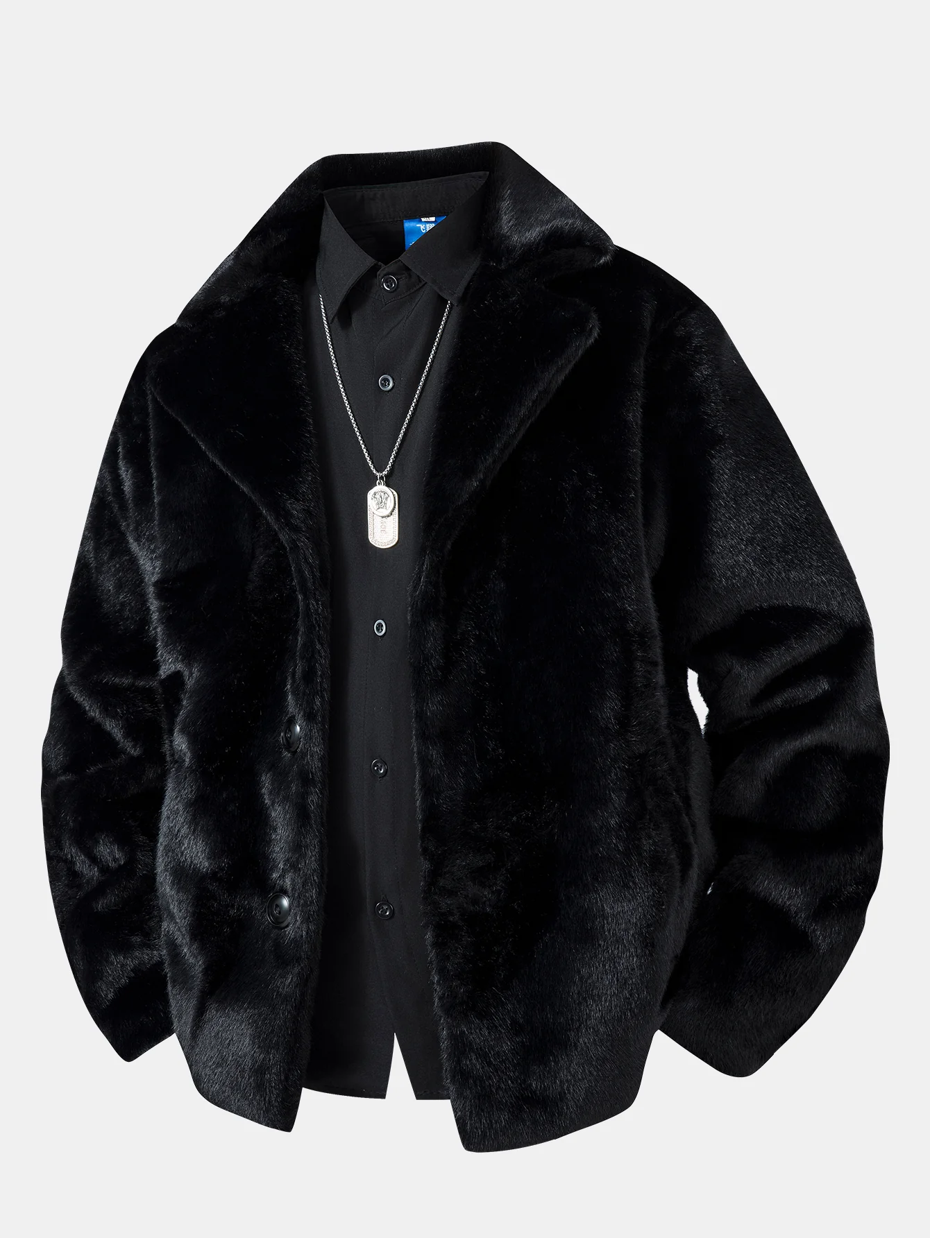 Faux Fur Notch Lapel Coat - Image 3