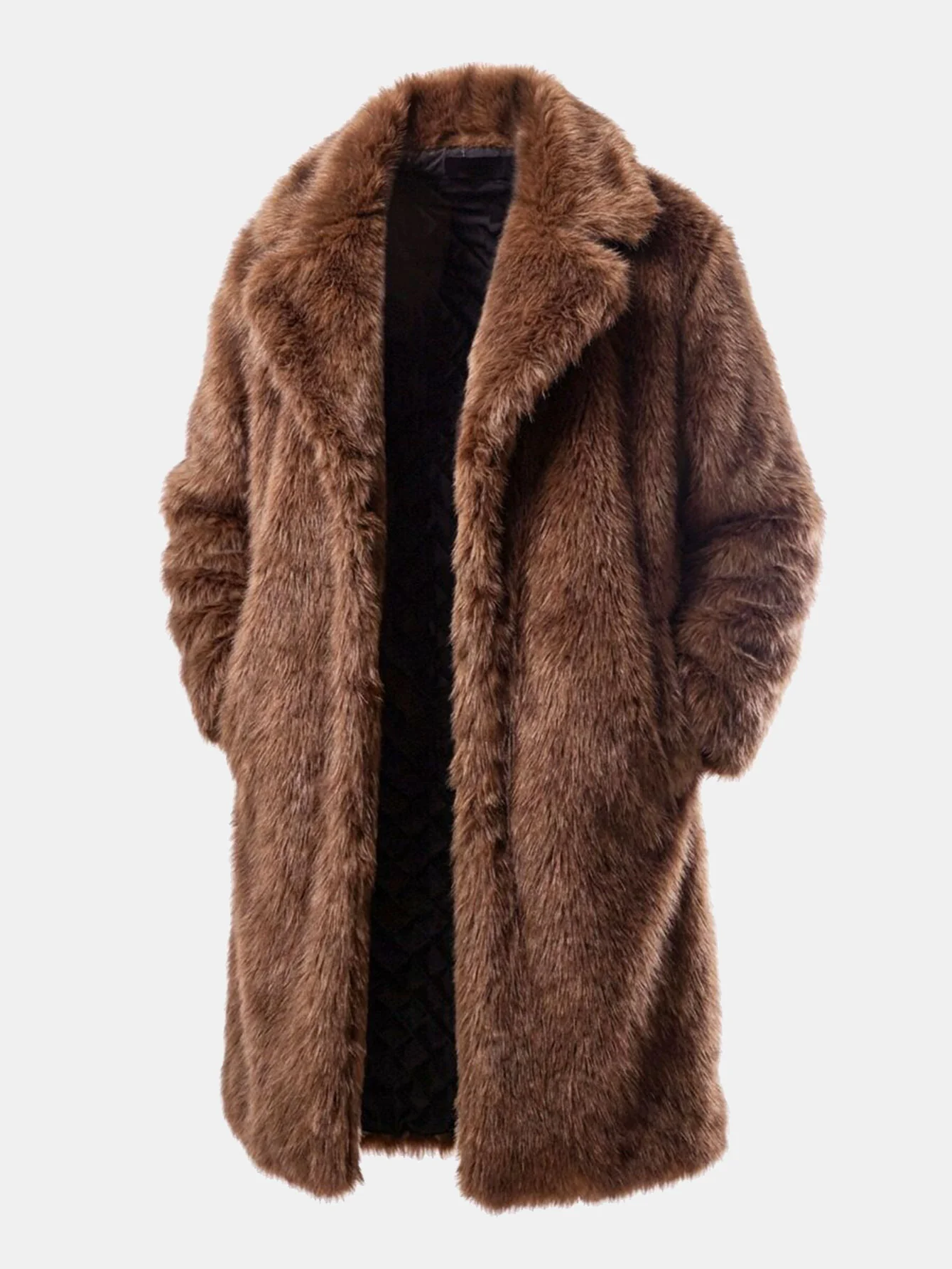 Faux Fur Notch Lapel Overcoat