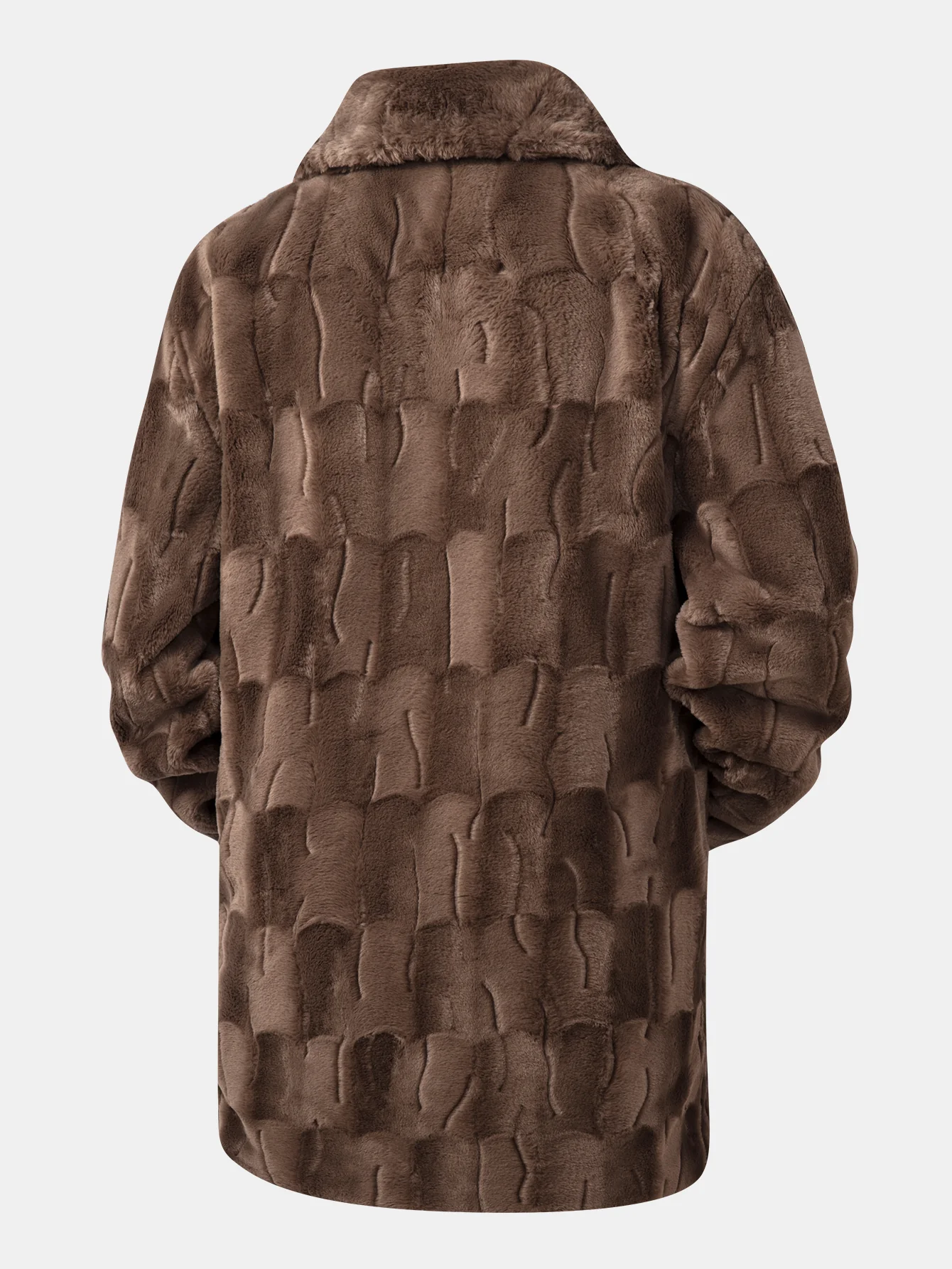 Faux Fur Textured Notch Lapel Overcoat - Image 2