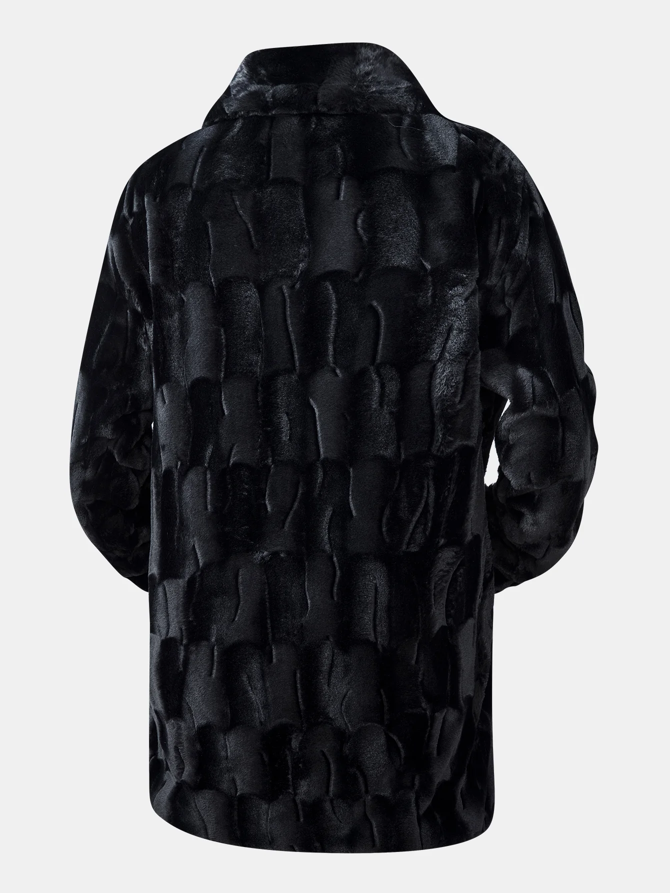 Faux Fur Textured Notch Lapel Overcoat - Image 4