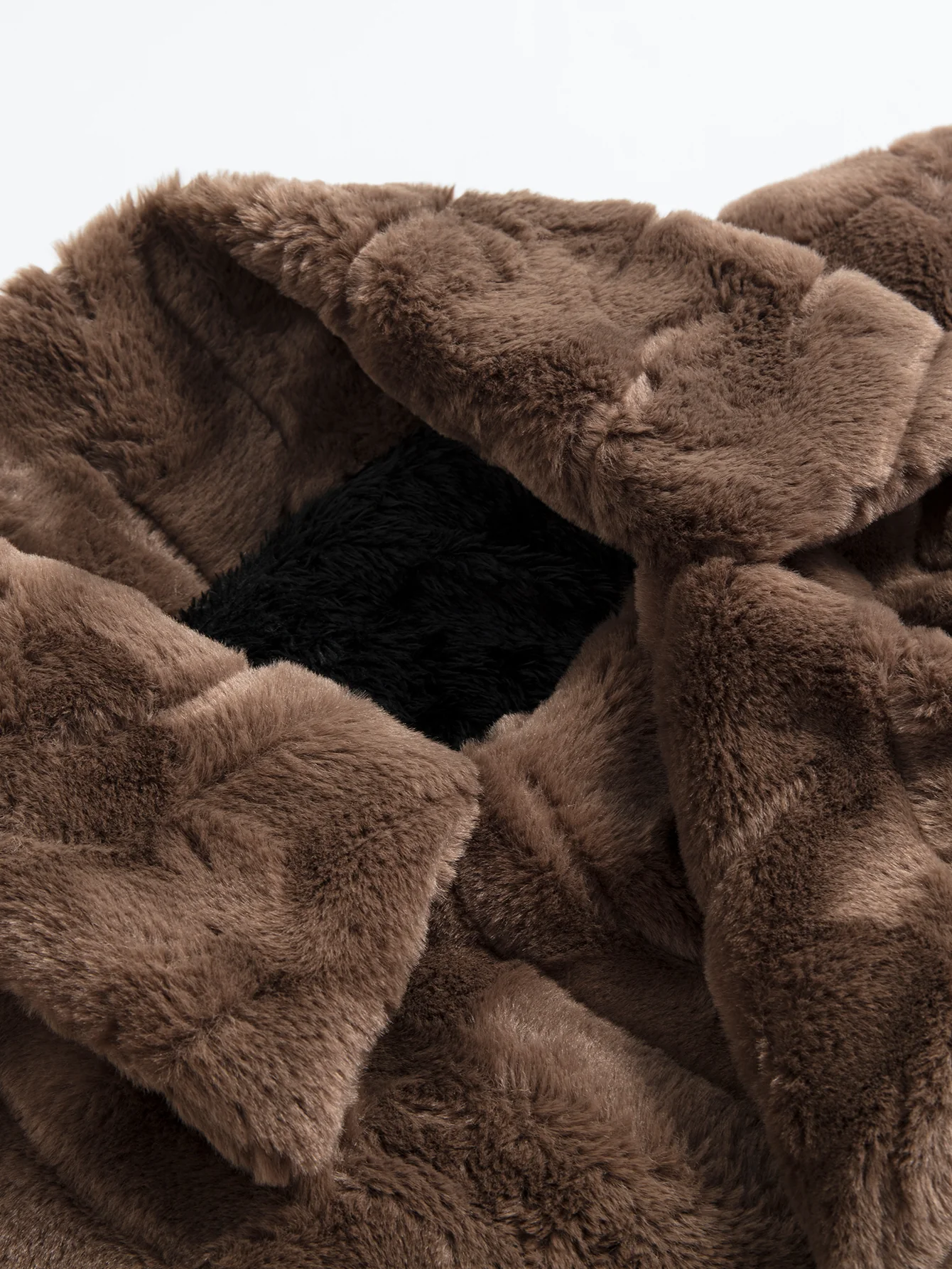 Faux Fur Textured Notch Lapel Overcoat - Image 5