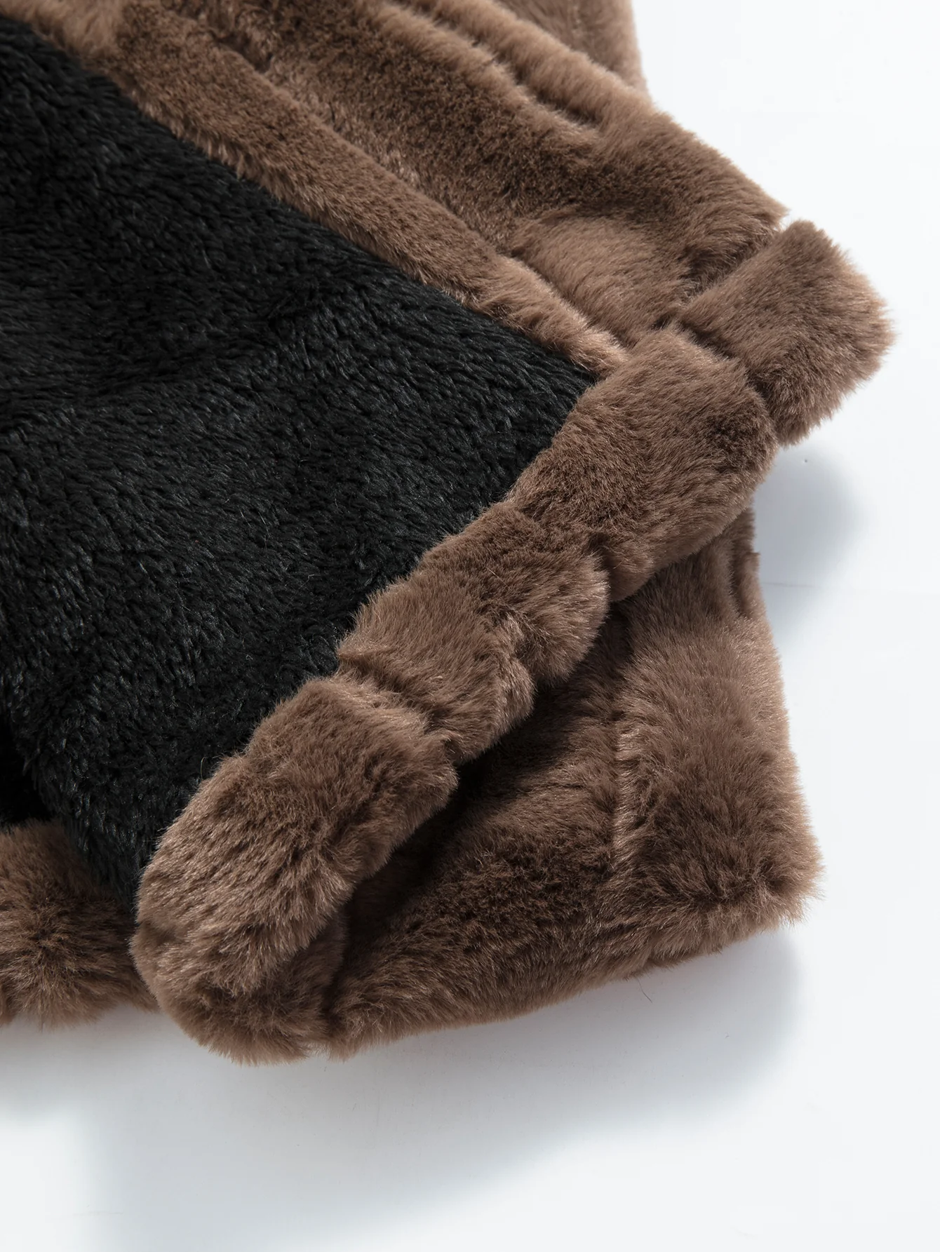 Faux Fur Textured Notch Lapel Overcoat - Image 8
