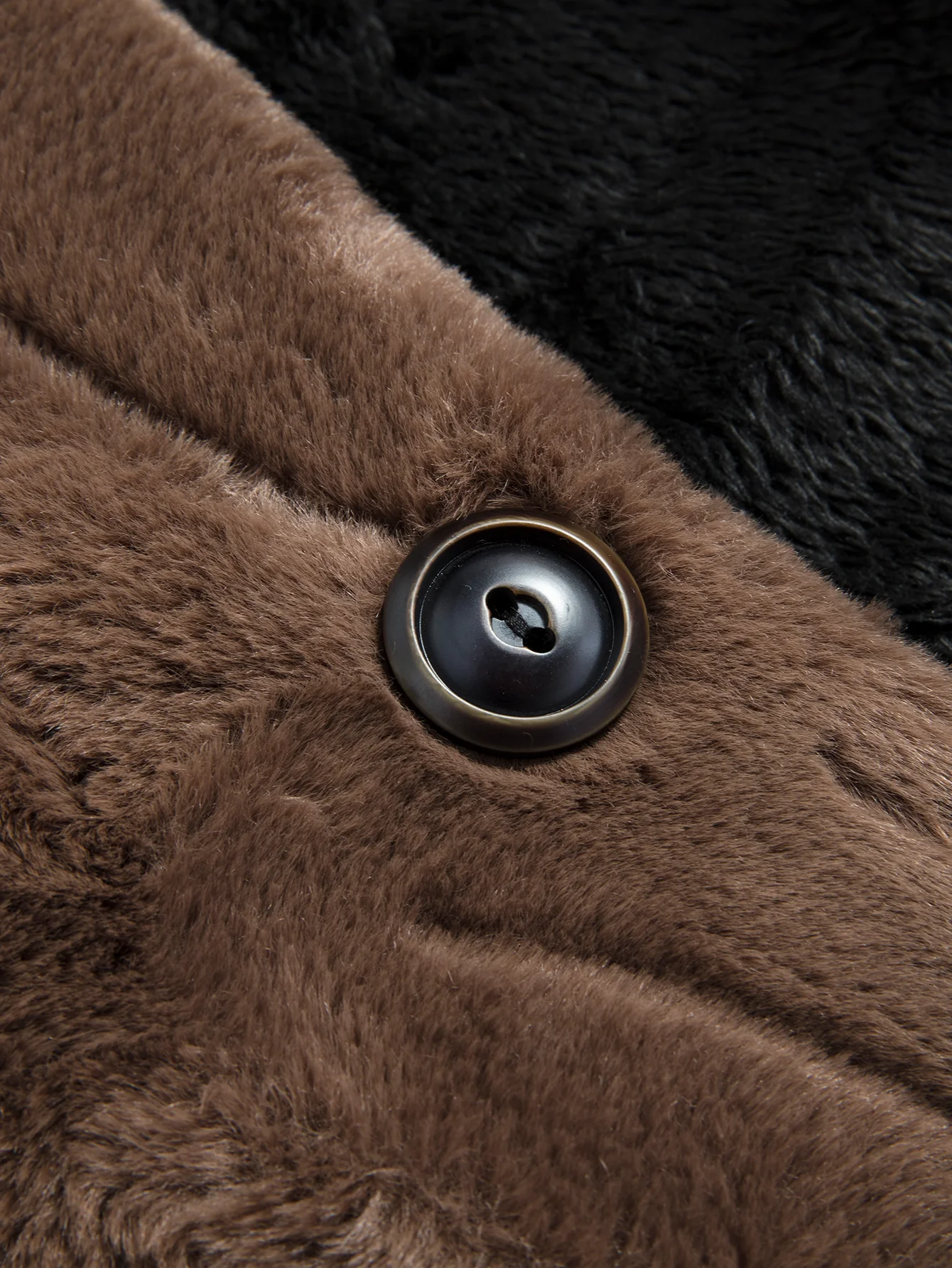 Faux Fur Textured Notch Lapel Overcoat - Image 9