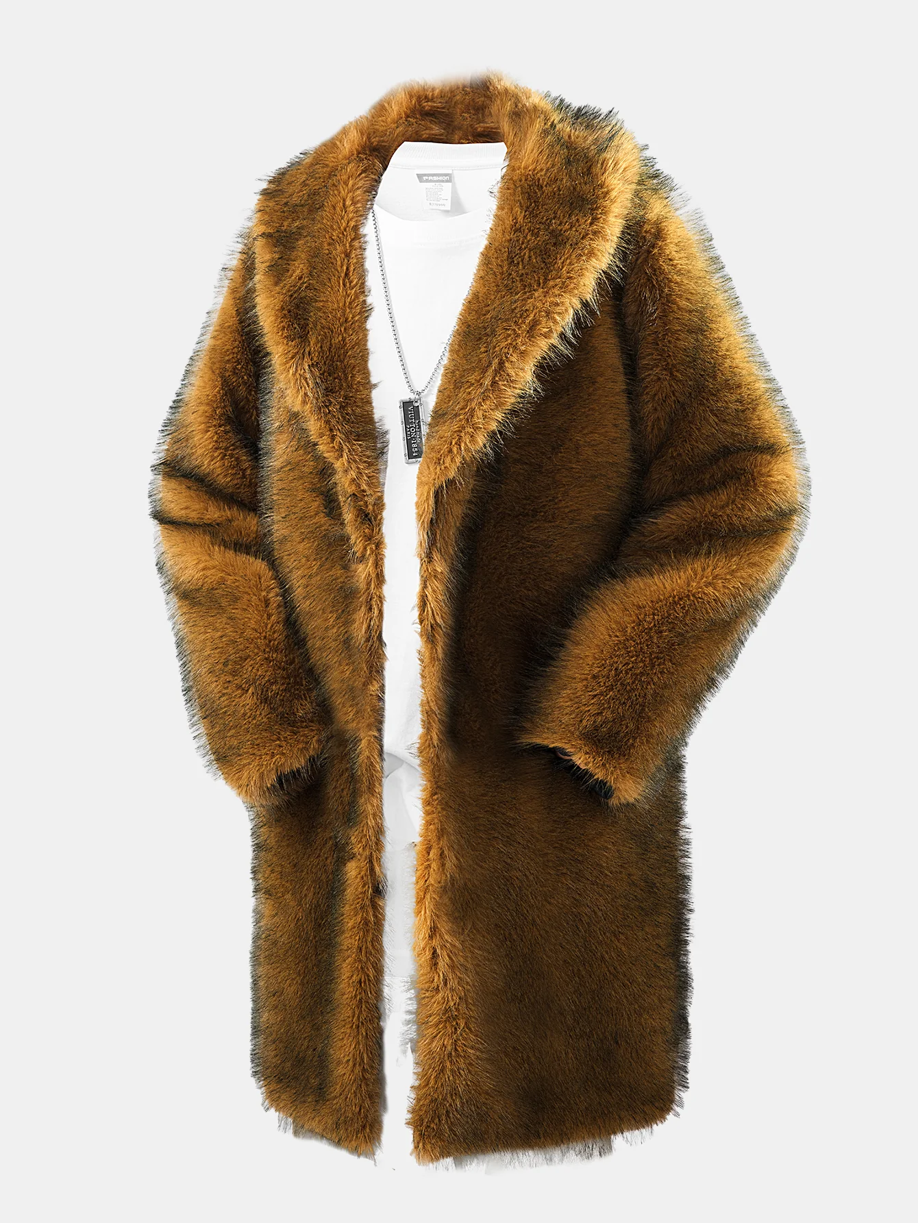 Faux Fur Shawl Collar Overcoat - Image 3