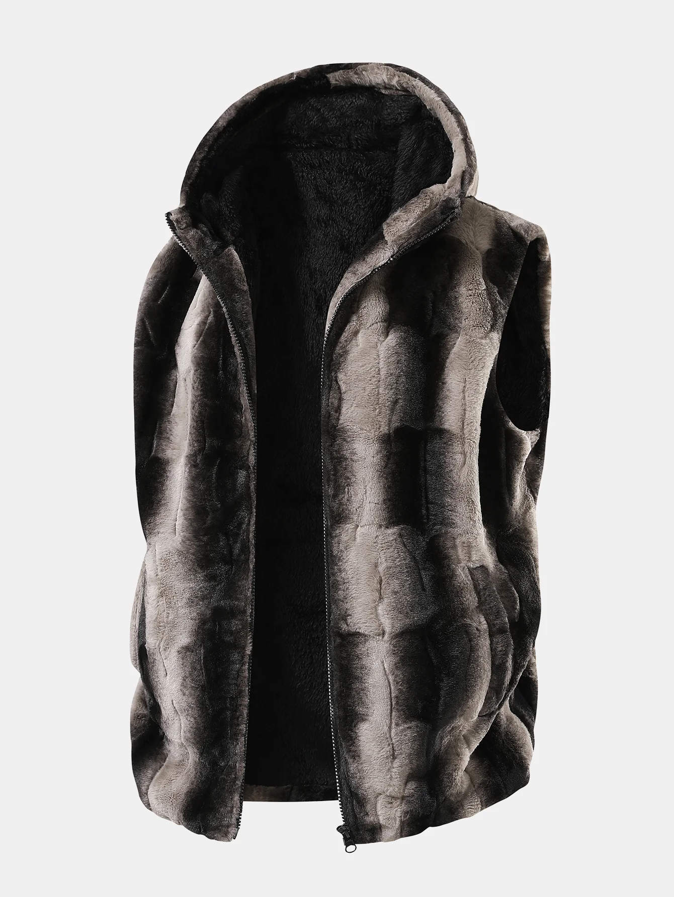Faux Fur Zip-Up Hooded Vest