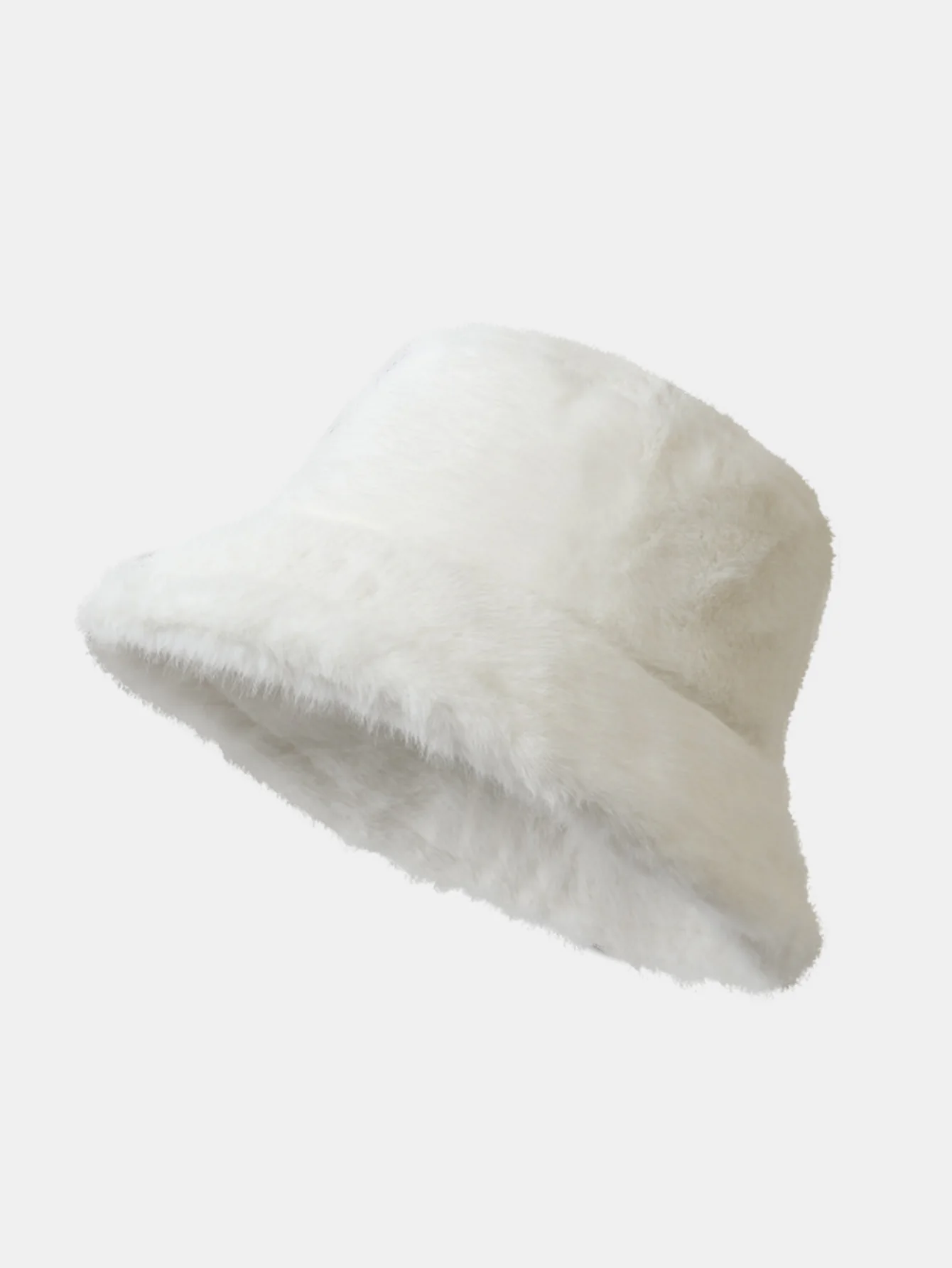 Faux Mink Fur Wide Brim Plush Bucket Hat - Image 2