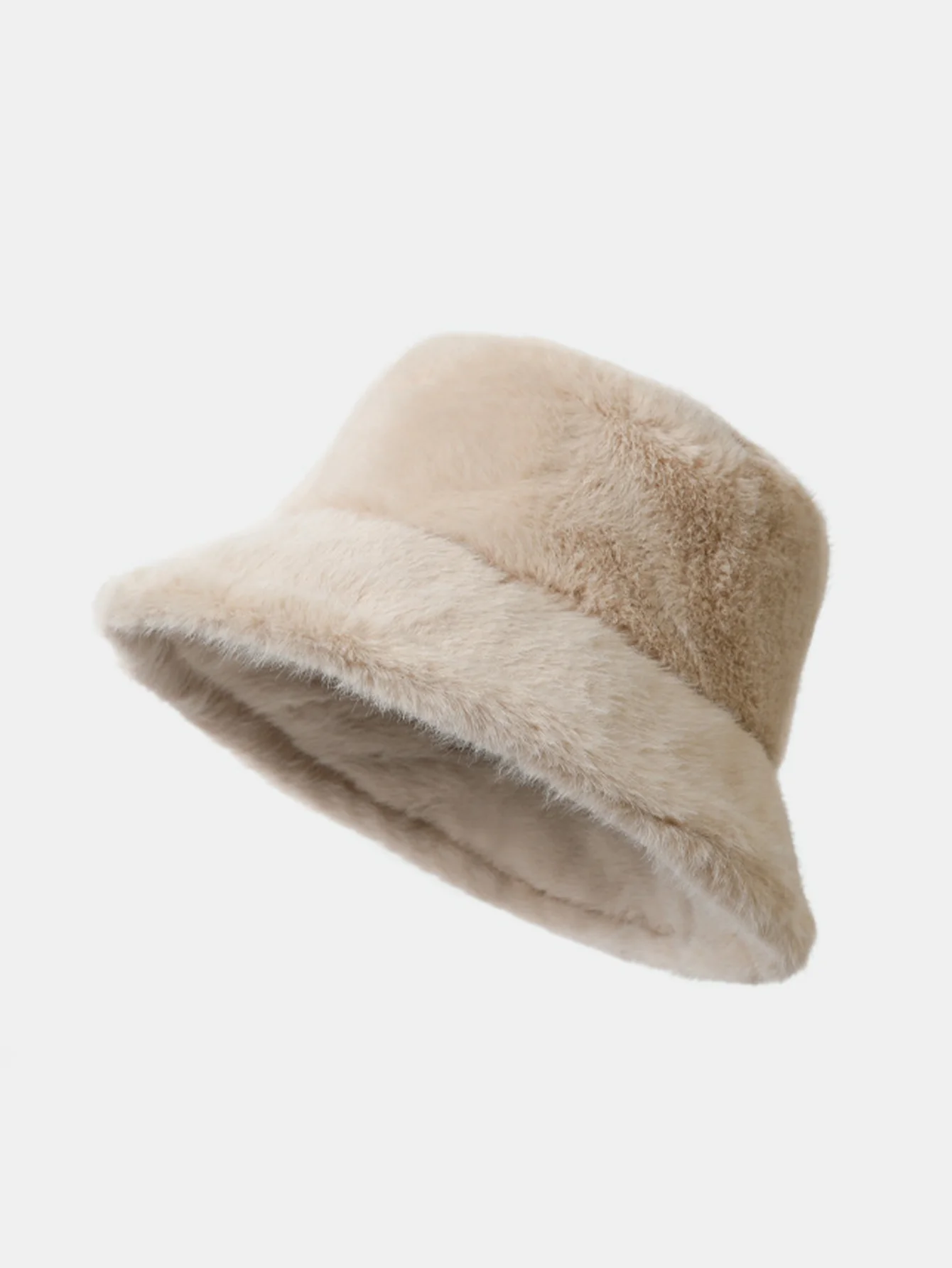 Faux Mink Fur Wide Brim Plush Bucket Hat - Image 5