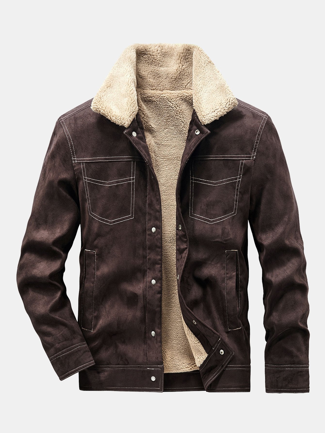 Faux-Suede Teddy gefütterte Utility-Jacke - Image 2