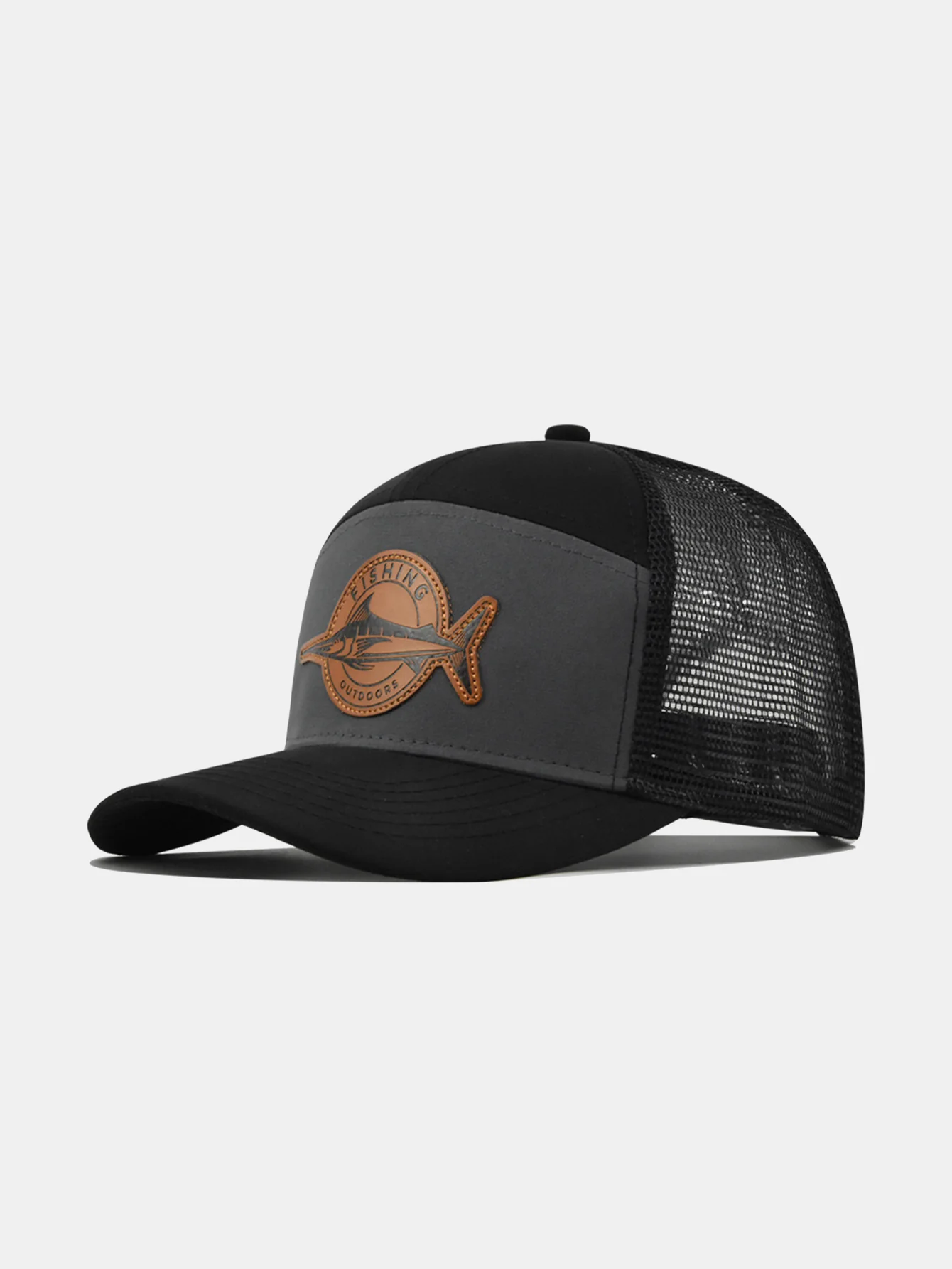 Fish-shaped Logo Truck Hat With Breathable Mesh Back Hood - Image 3