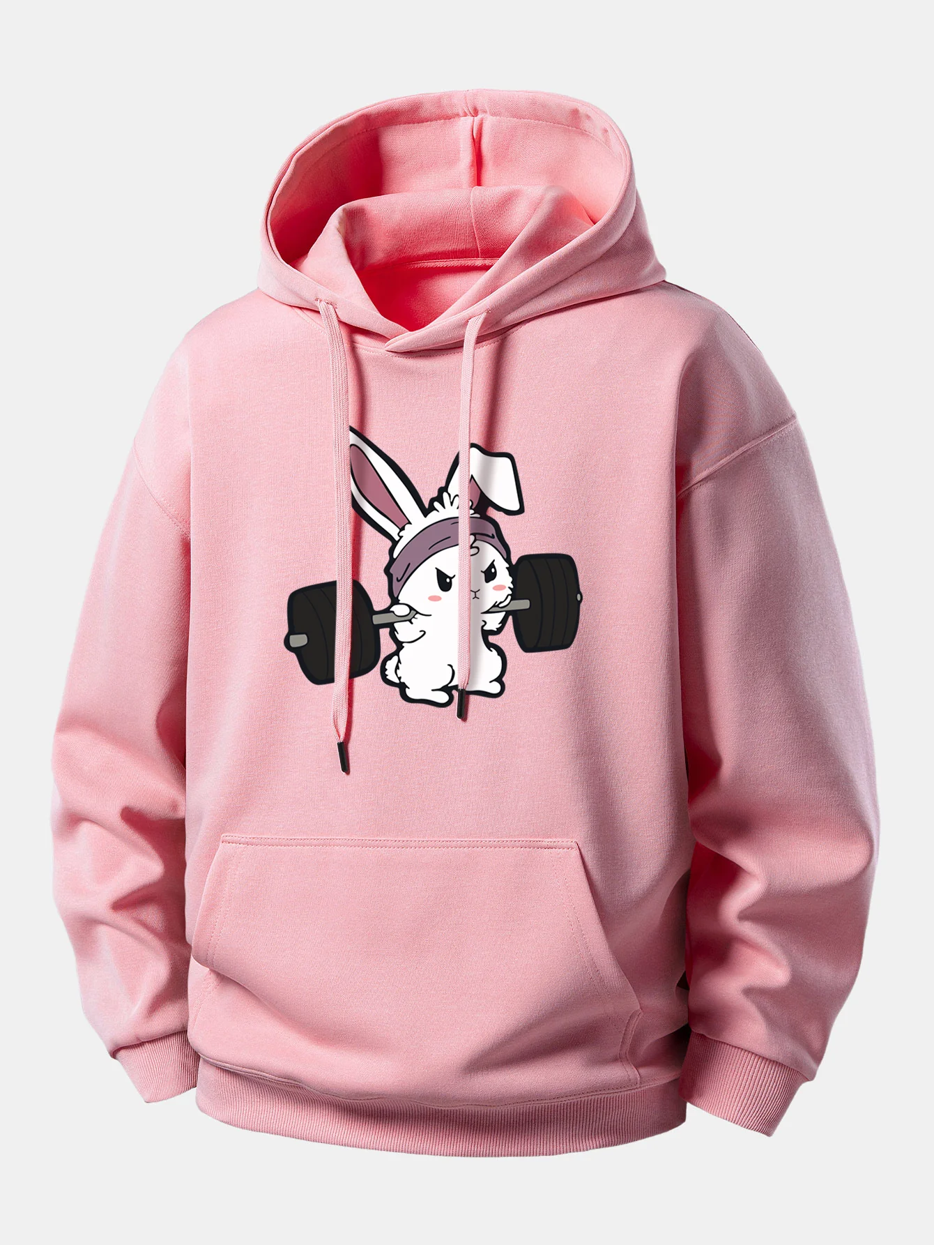 Fitness Rabbit Print Relax Fit Hoodie