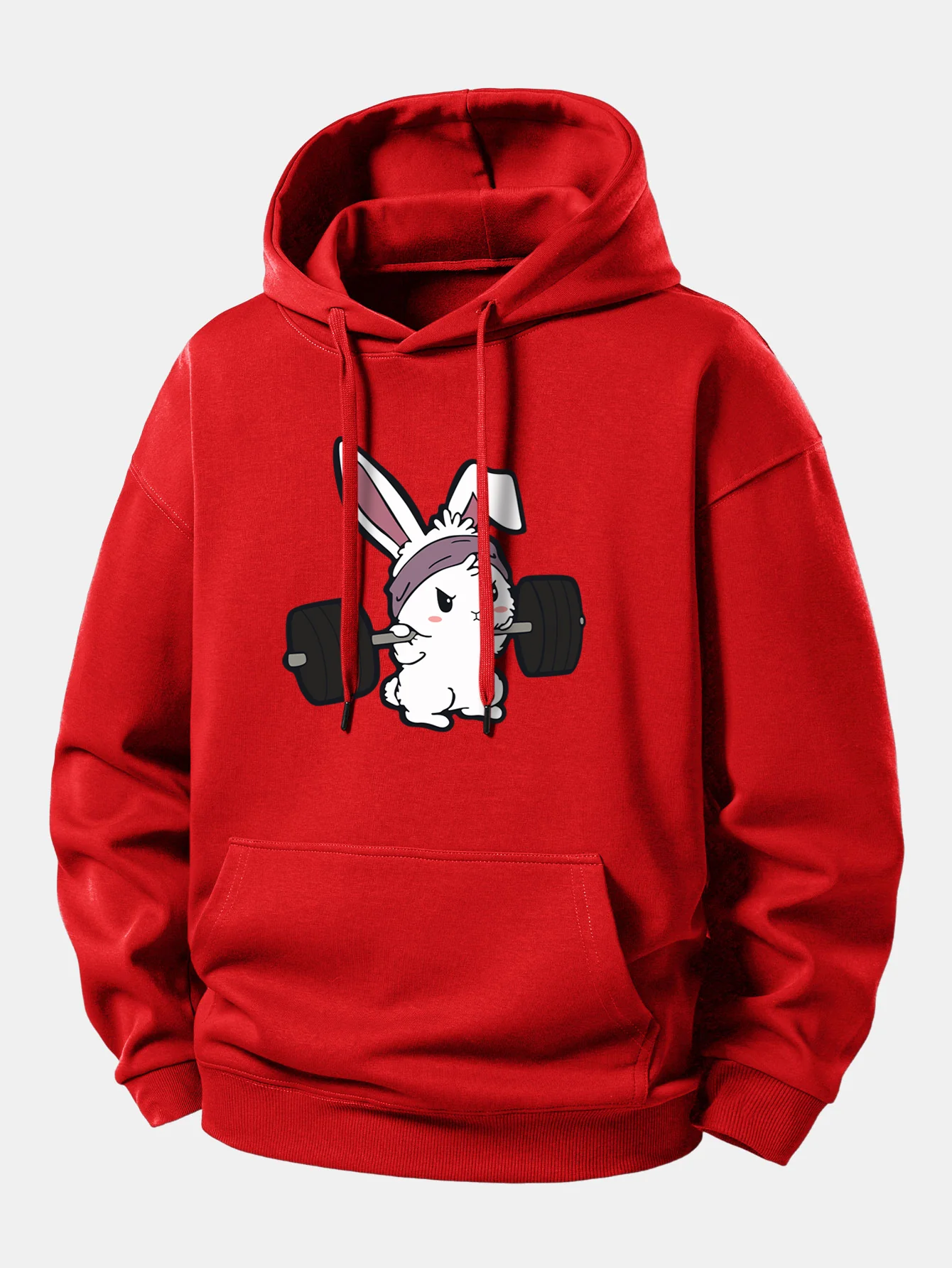 Fitness Rabbit Print Relax Fit Hoodie - Image 11