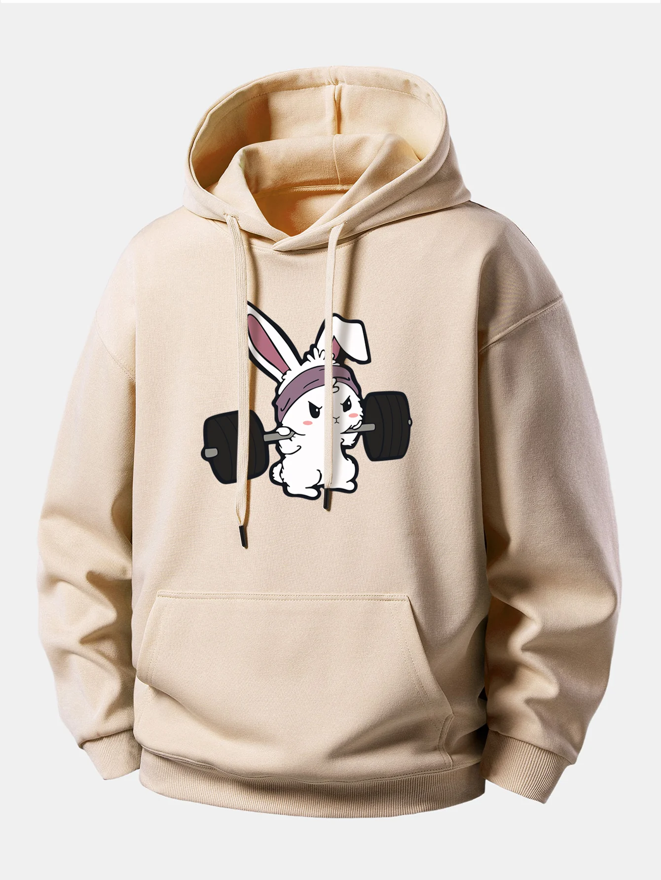 Fitness Rabbit Print Relax Fit Hoodie - Image 2