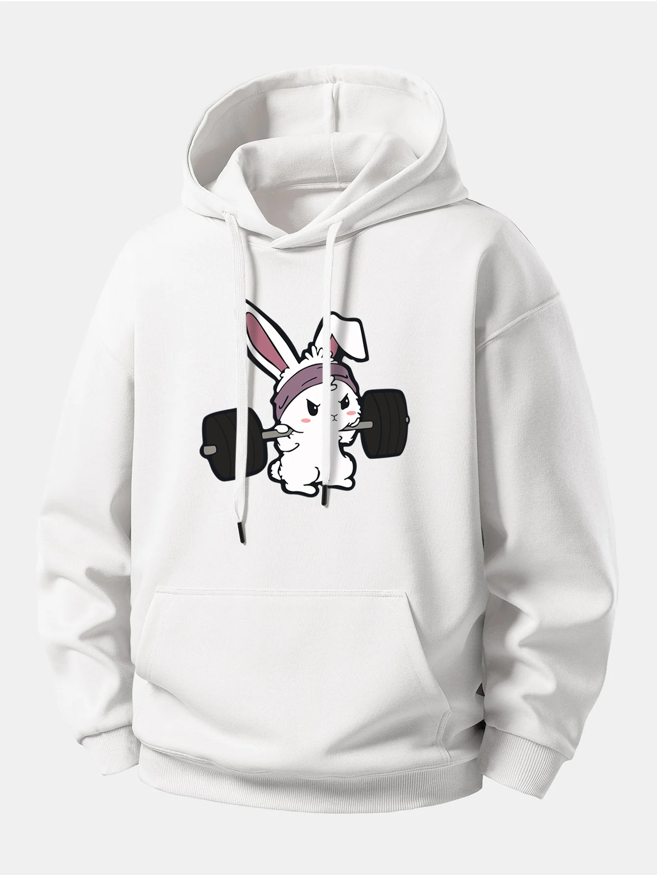 Fitness Rabbit Print Relax Fit Hoodie - Image 3