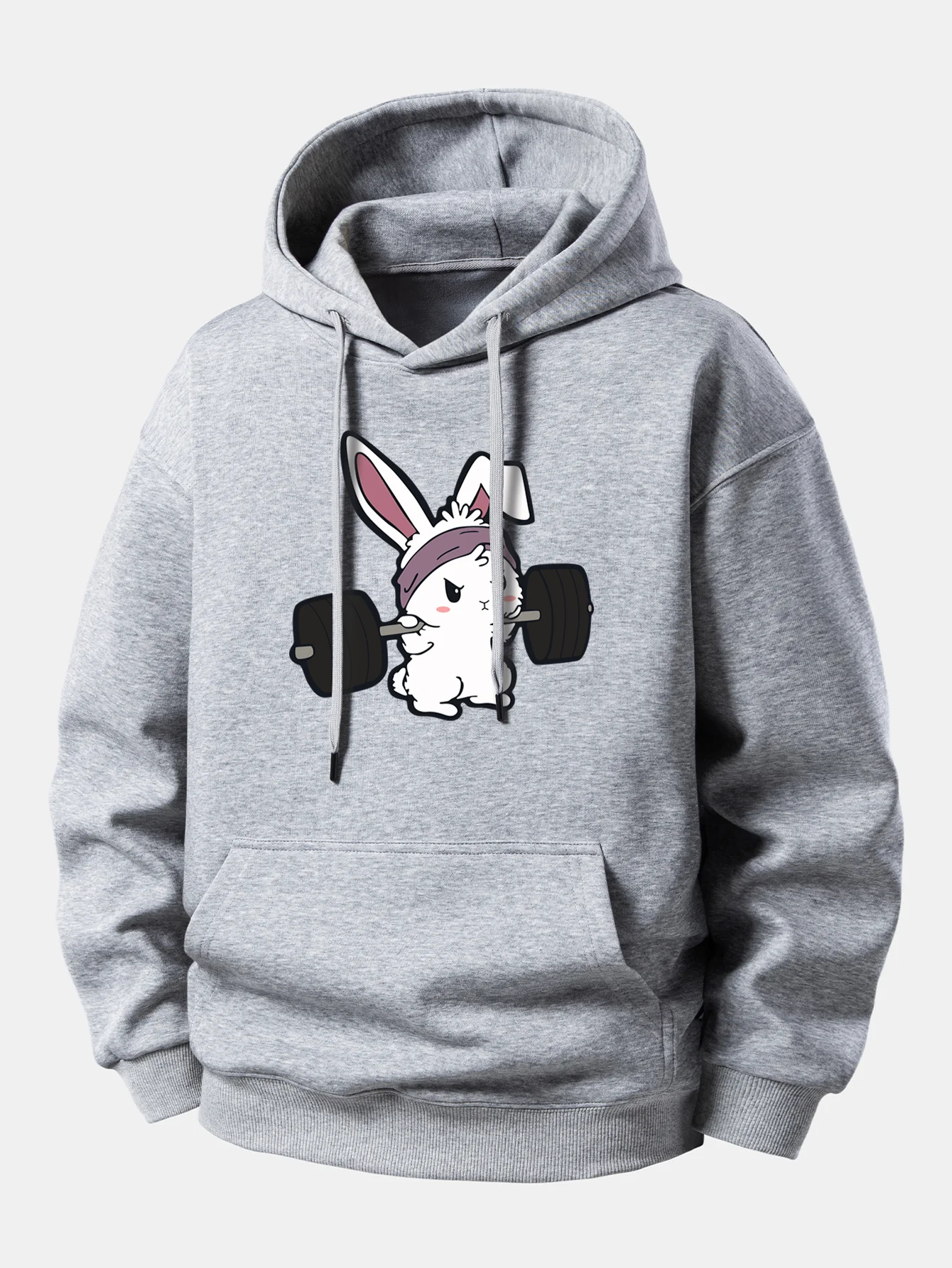 Fitness Rabbit Print Relax Fit Hoodie - Image 4