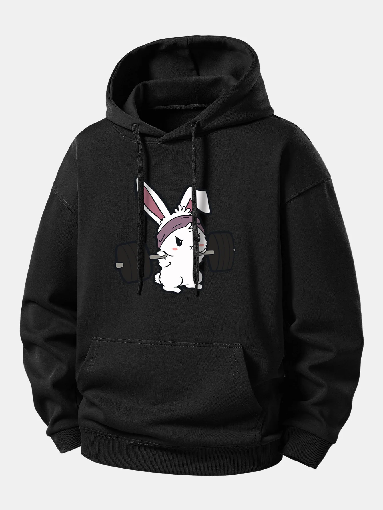 Fitness Rabbit Print Relax Fit Hoodie - Image 5
