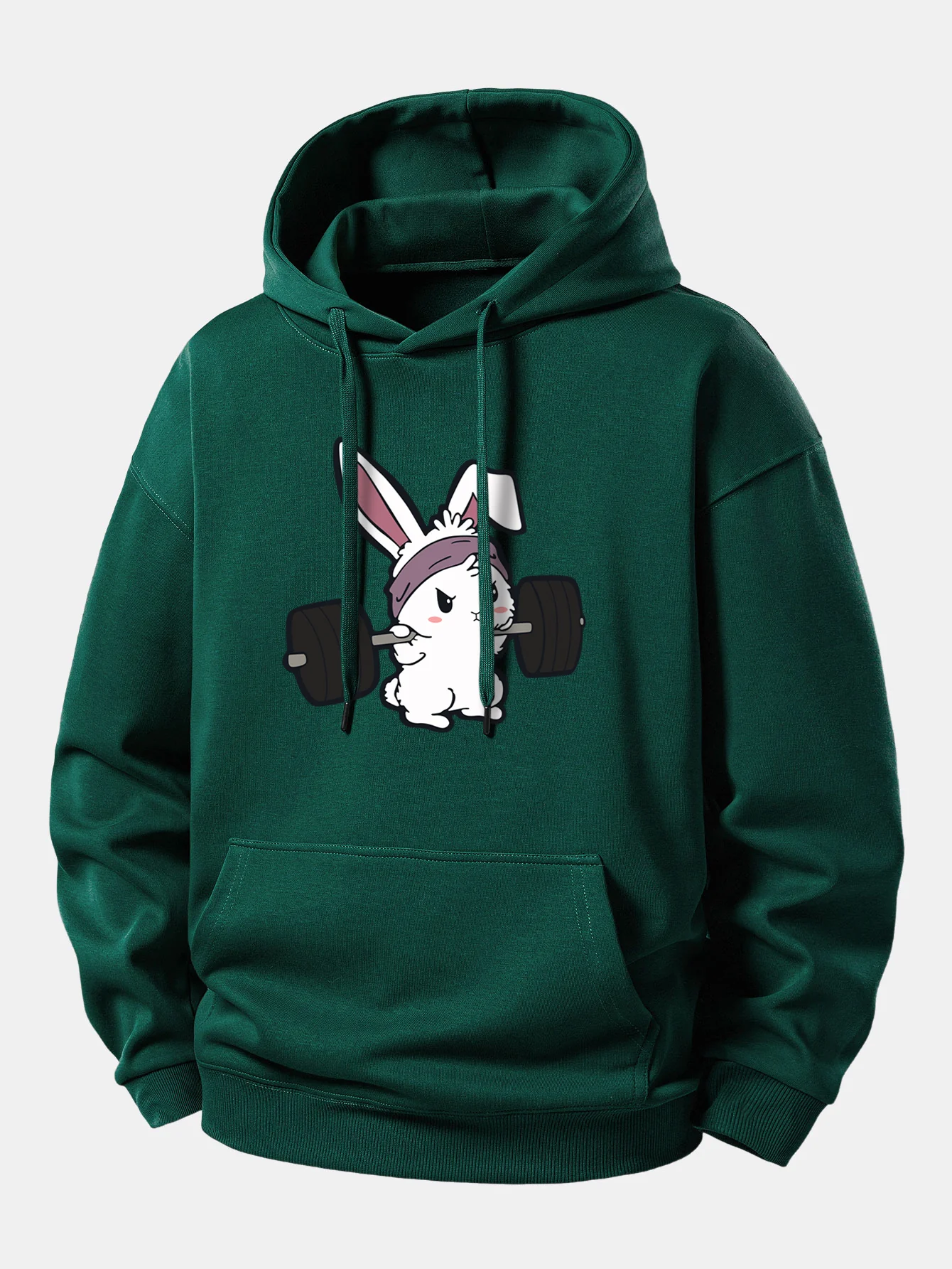 Fitness Rabbit Print Relax Fit Hoodie - Image 7