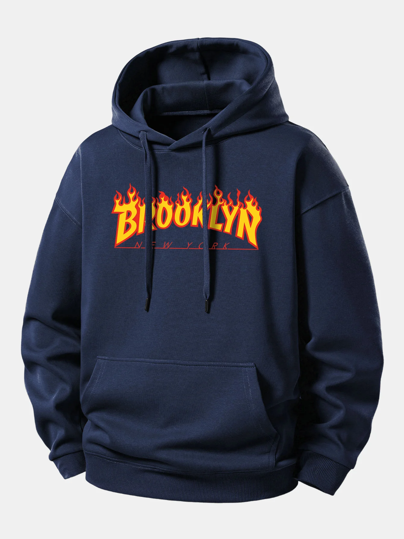 Flame Brooklyn Print Relax Fit Hoodie - Image 3