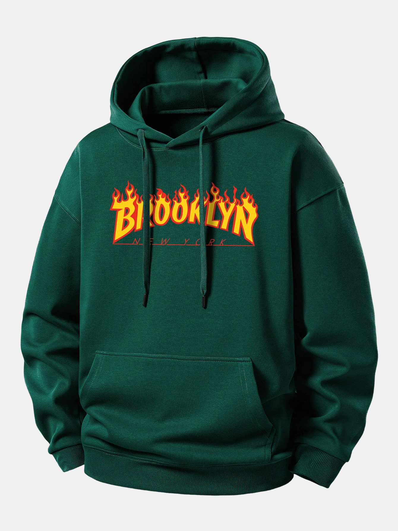 Flame Brooklyn Print Relax Fit Hoodie - Image 9