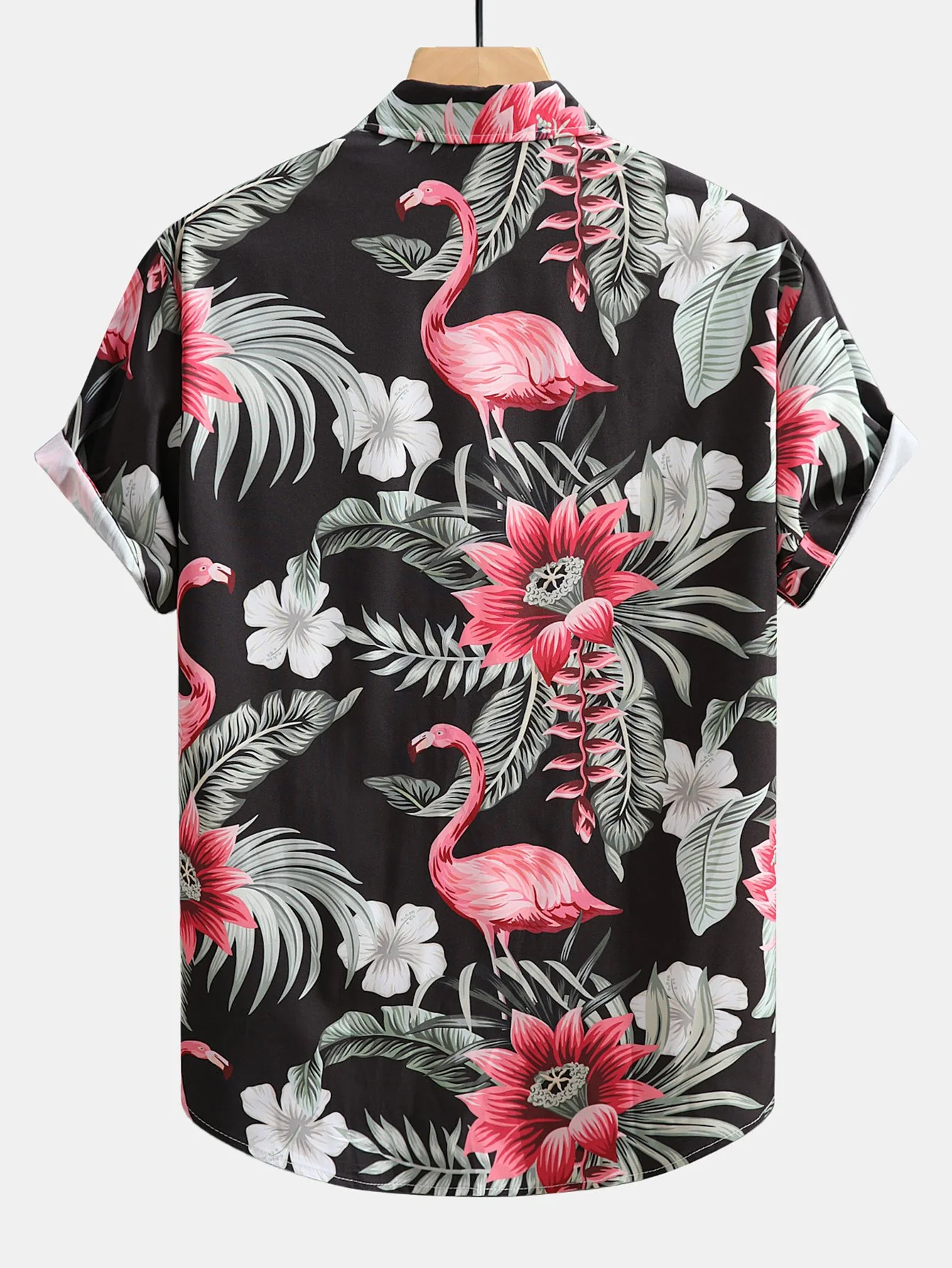 Flamingo-Blumenmuster Hemd mit Knöpfen & Badehose - Image 4