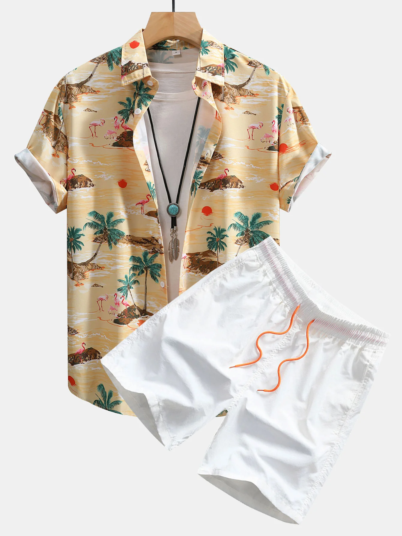 Flamingo-Habitat Druck Hemd mit Knopfleiste & Badehose - Image 2