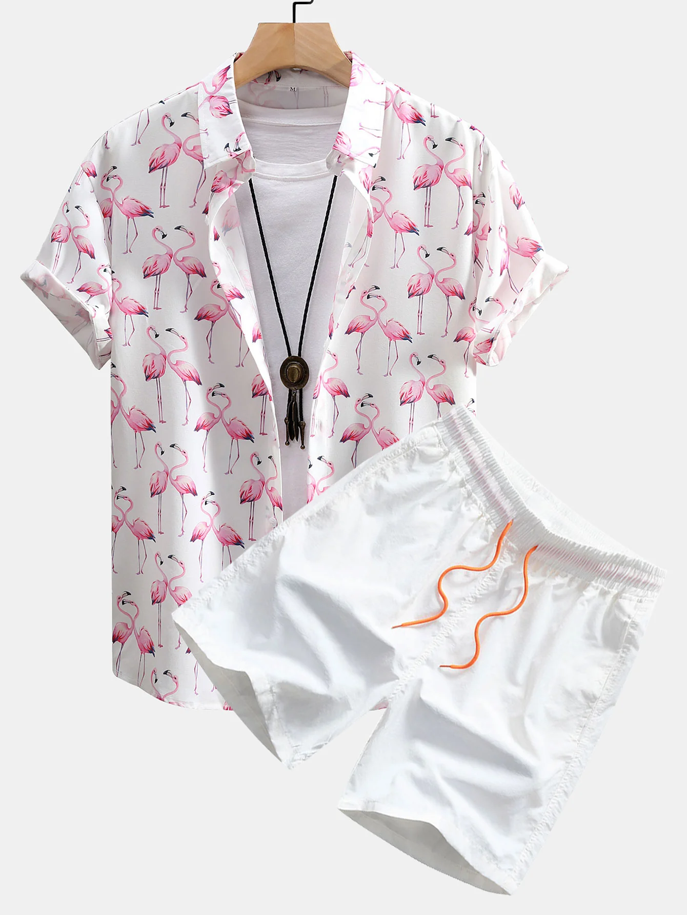 Flamingo-Print Hemd mit Knöpfen & Badeshorts - Image 2