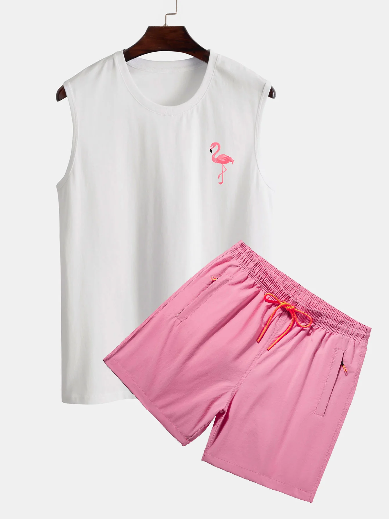 Flamingo-Print Tanktop & Schwimmshorts