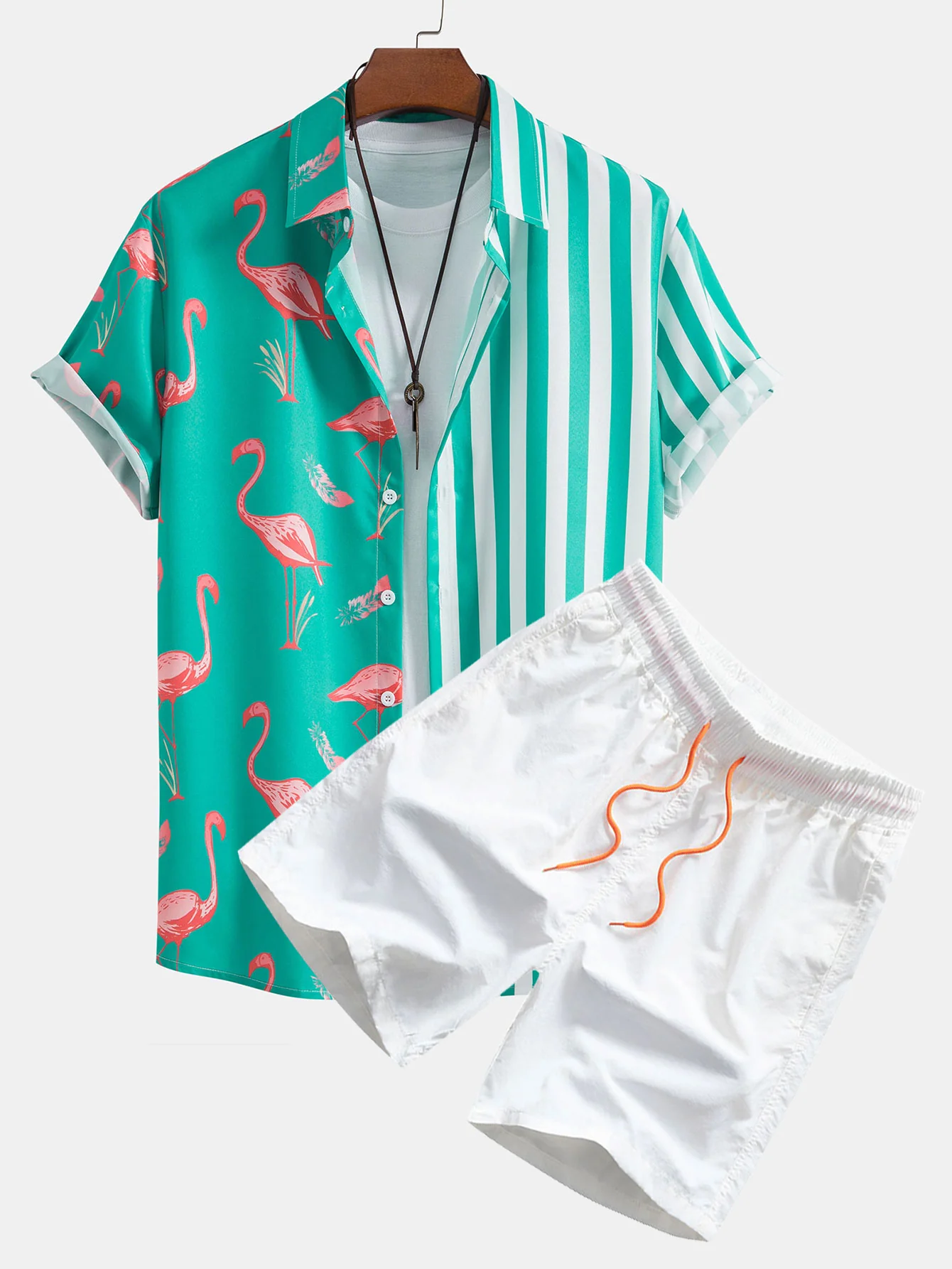 Flamingo-Streifen-Panel-Shirt & Badehose - Image 2