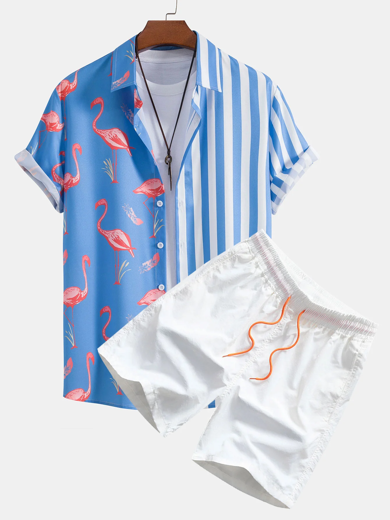 Flamingo-Streifen-Panel-Shirt & Badehose - Image 3