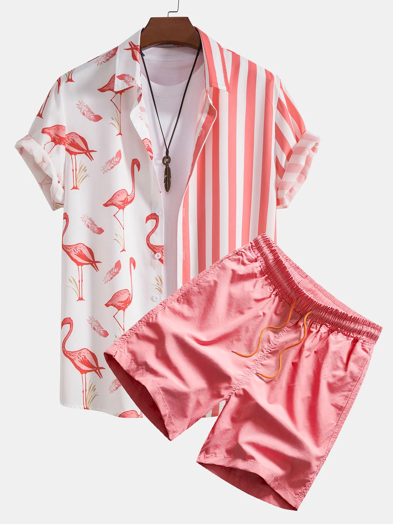 Flamingo-Streifen-Panel-Shirt & Badehose - Image 4