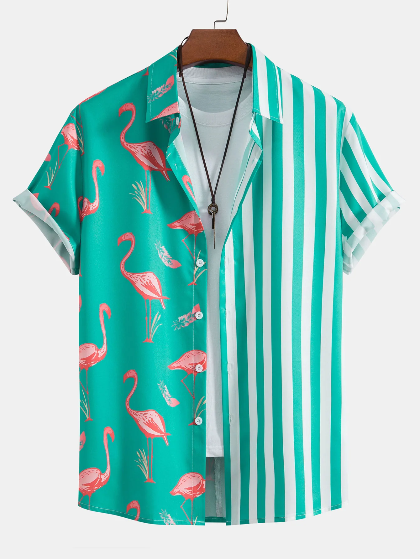 Flamingo-Streifen-Panel-Shirt & Badehose - Image 7