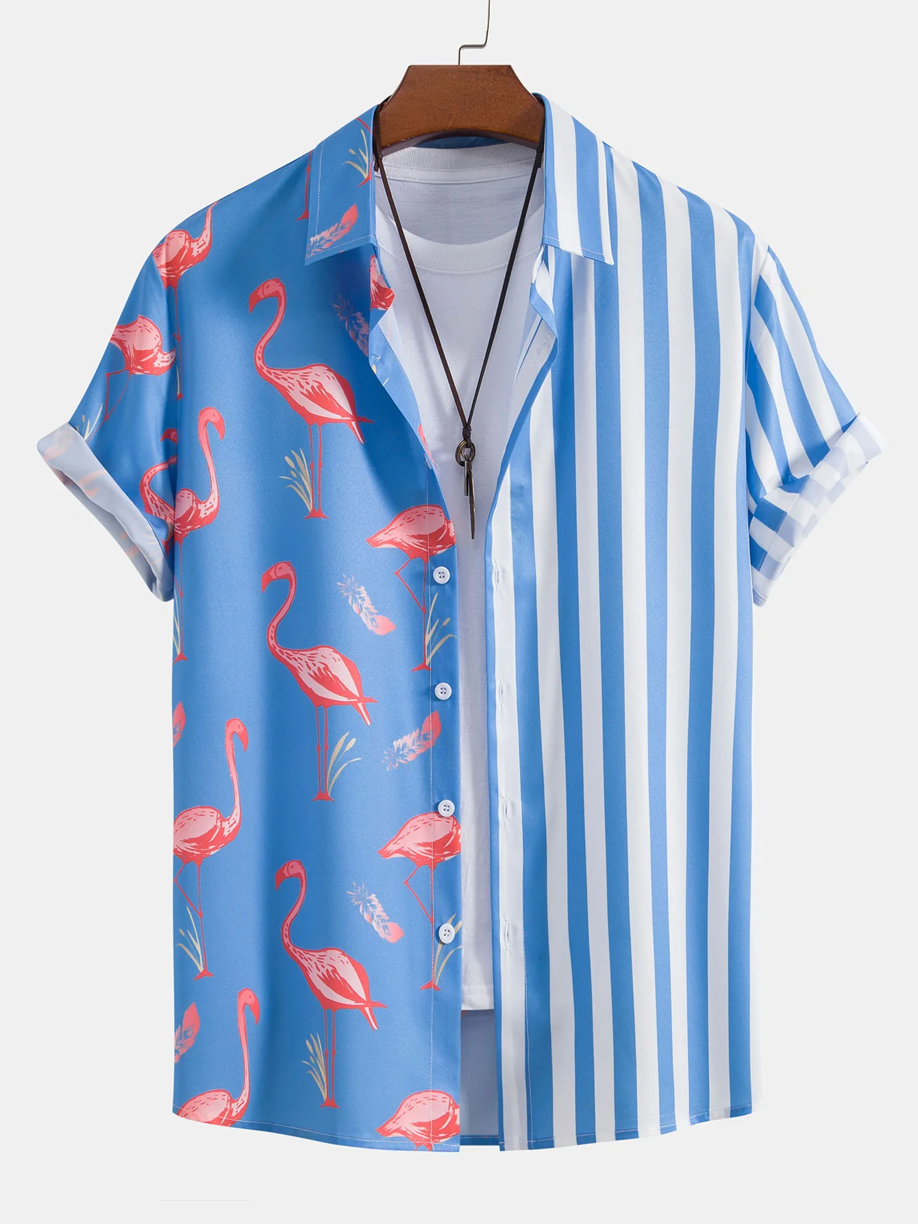 Flamingo-Streifen-Panel-Shirt & Badehose - Image 9